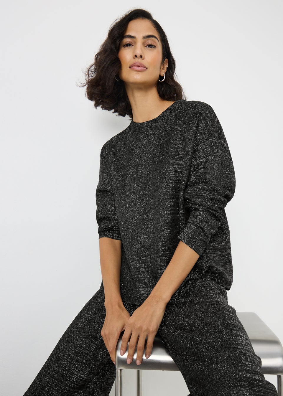 Black Sparkle Co Ord Top