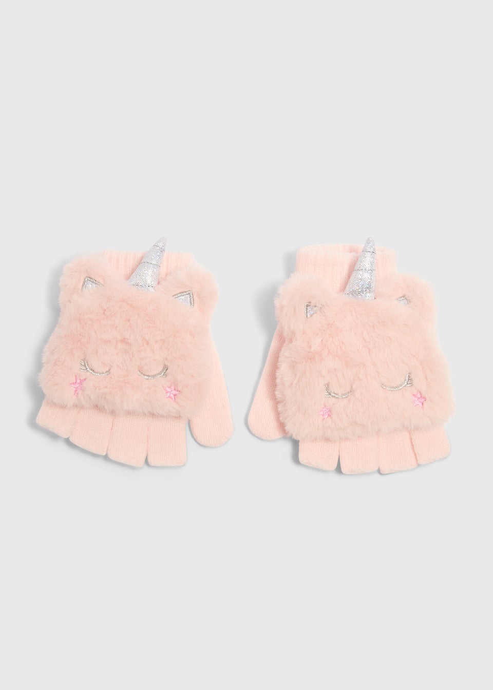 Girls Pink Unicorn Mittens