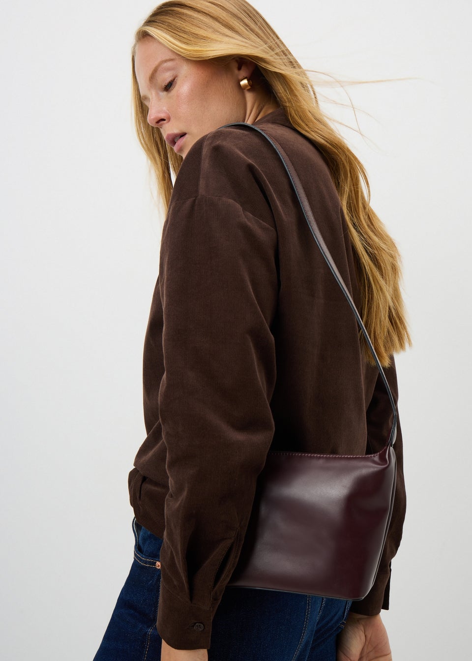 Burgundy Faux Leather Crossbody Bag