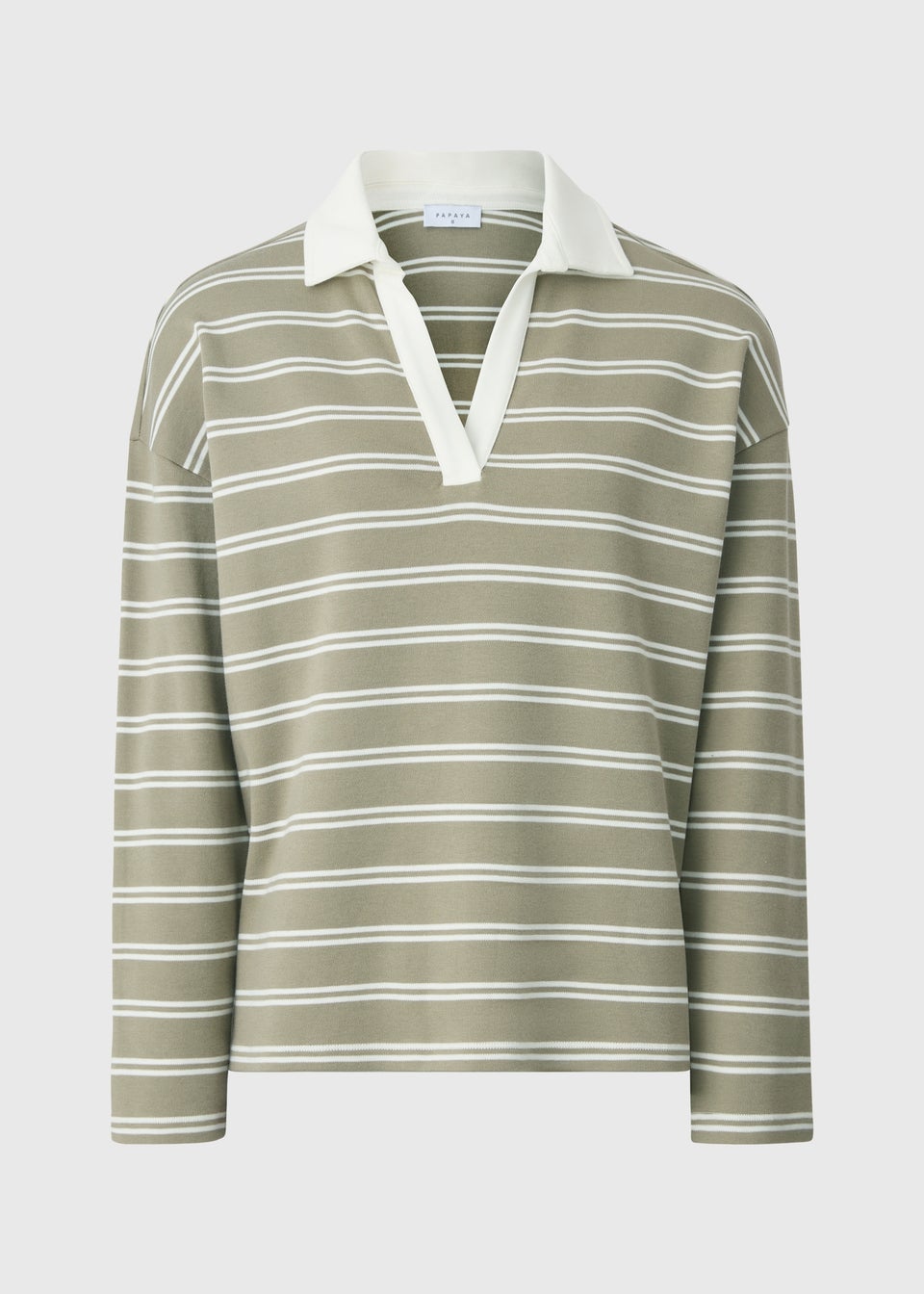 Sage Green Stripe Rugby Polo Sweatshirt