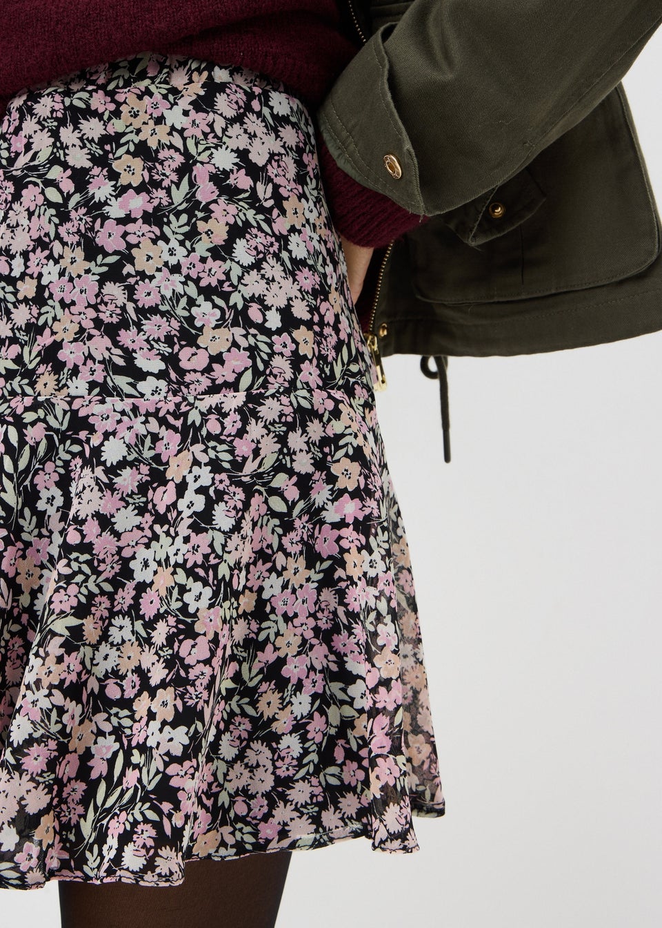 Multicoloured Floral Mini Skirt