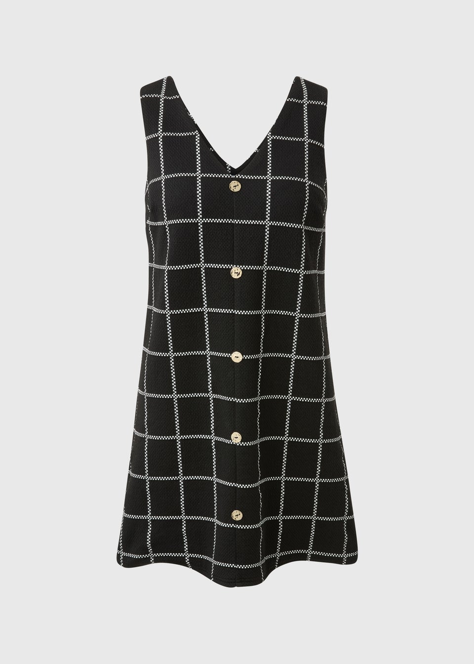 Black Check Boucle Pinafore