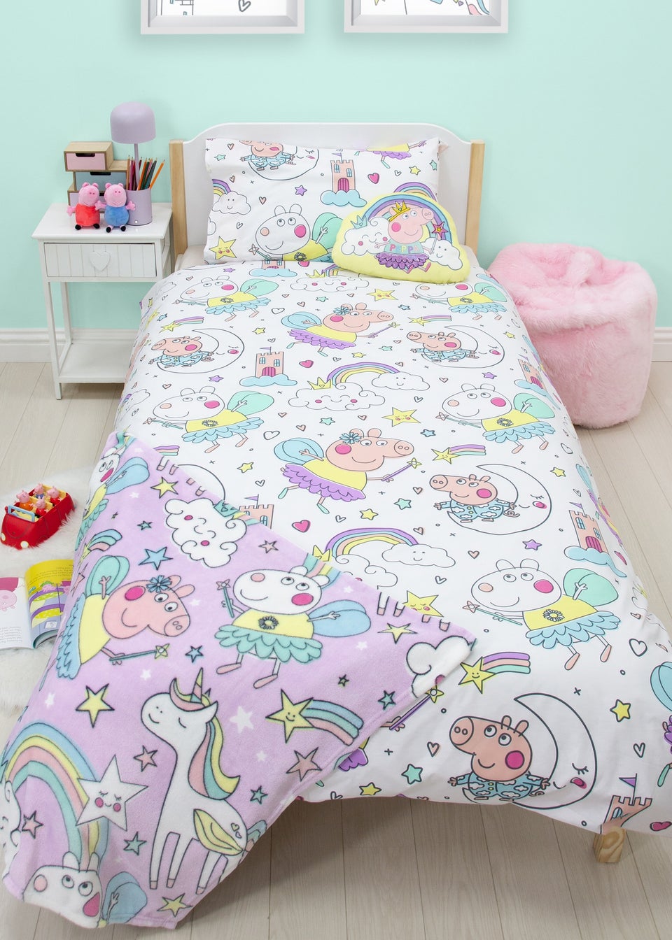 Peppa Bedtime Pink Panel Duvet Cover