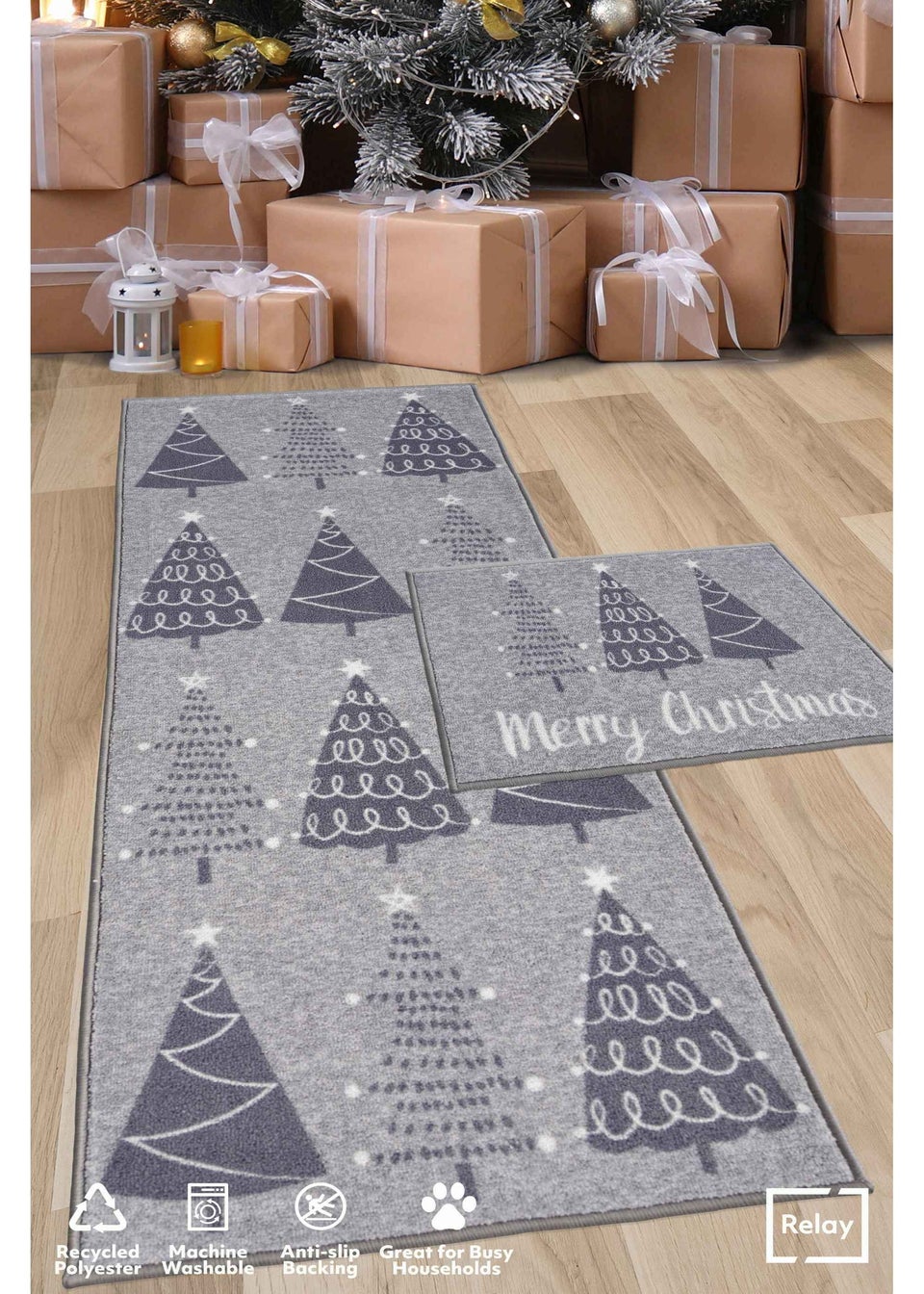 Homemaker Grey Christmas Trees Runner