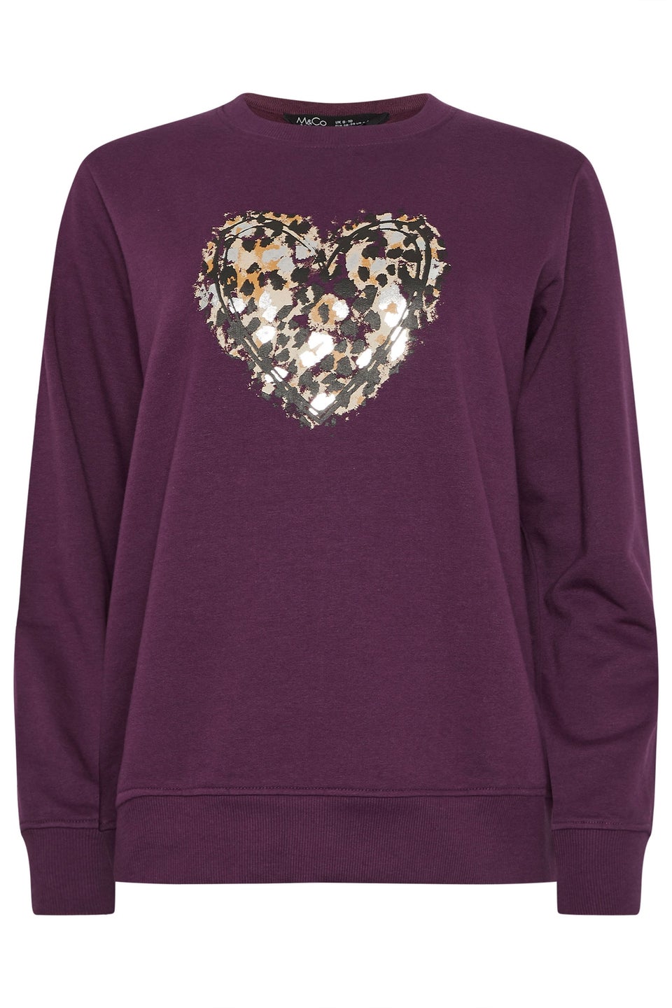M&Co Berry Purple Animal Print Heart Sweatshirt