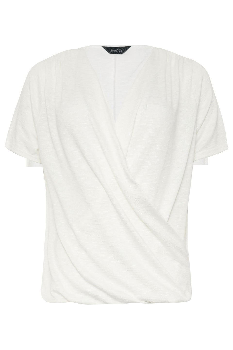 M&Co Ivory White Short Sleeve Wrap Top