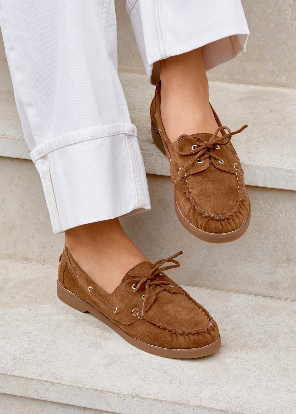 Linzi Frame Tan Faux Suede Slip On Loafer