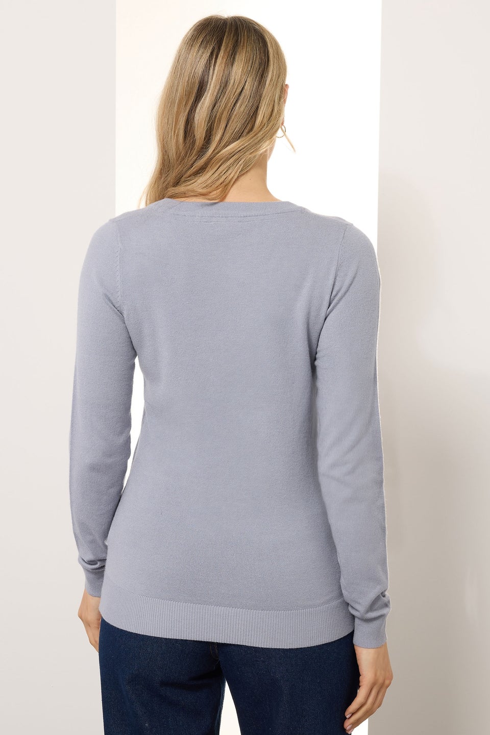 Long Tall Sally Light Blue Knit V-Neck Jumper