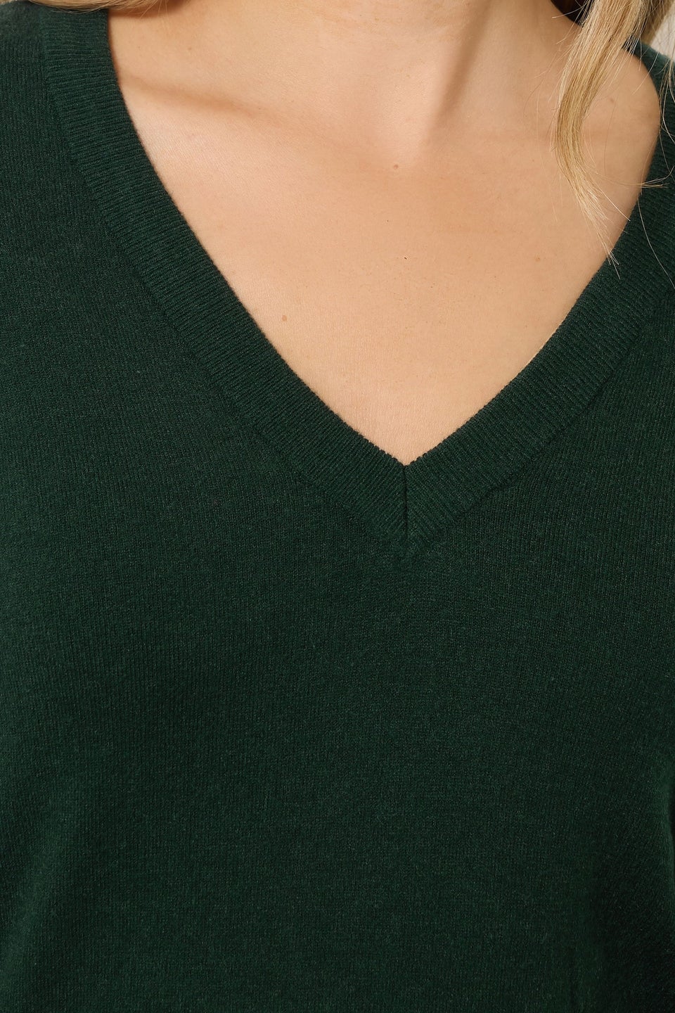 Long Tall Sally Dark Green Knit V-Neck Jumper