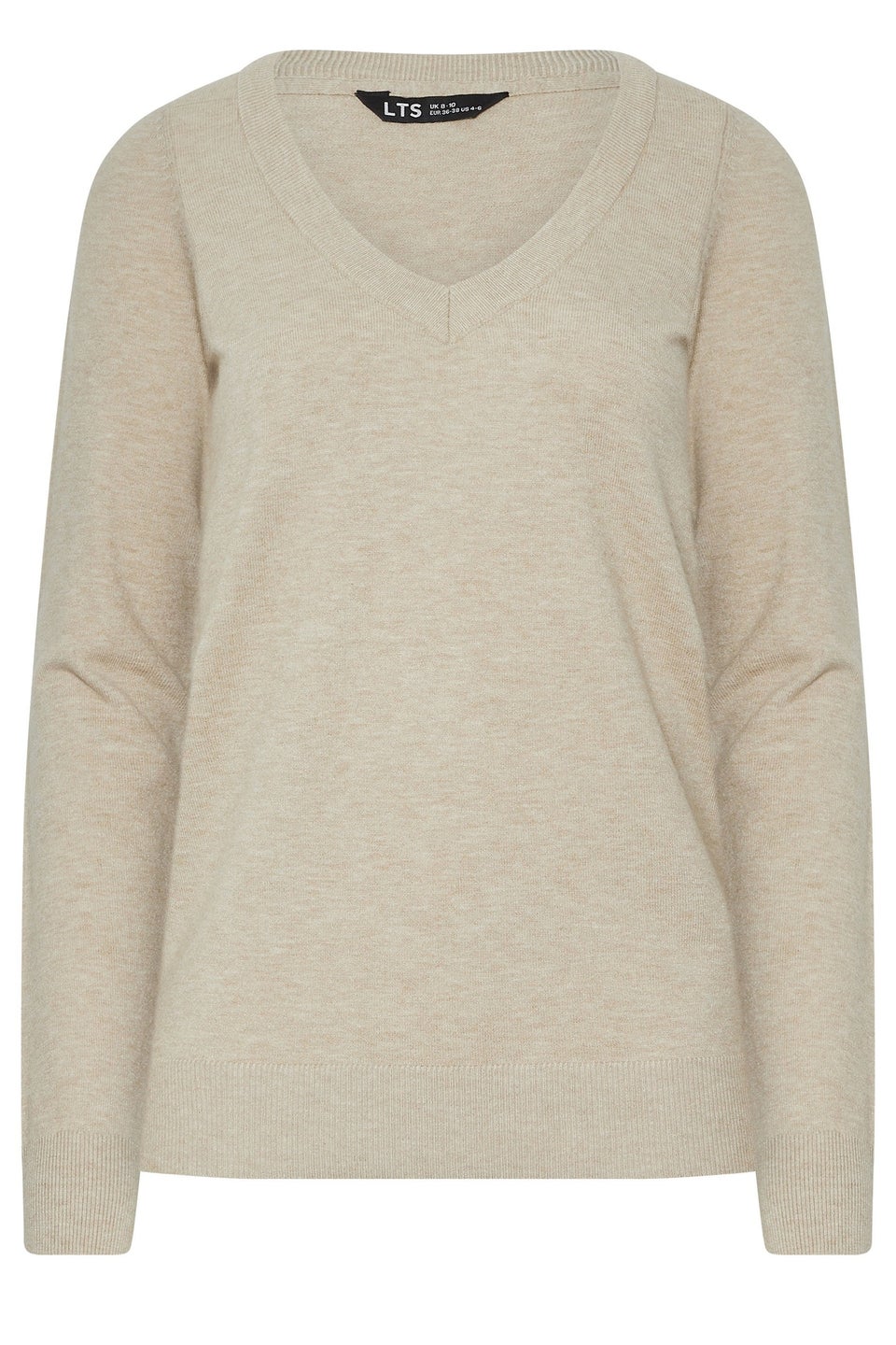 Long Tall Sally Natural Brown Marl Knit V-Neck Jumper