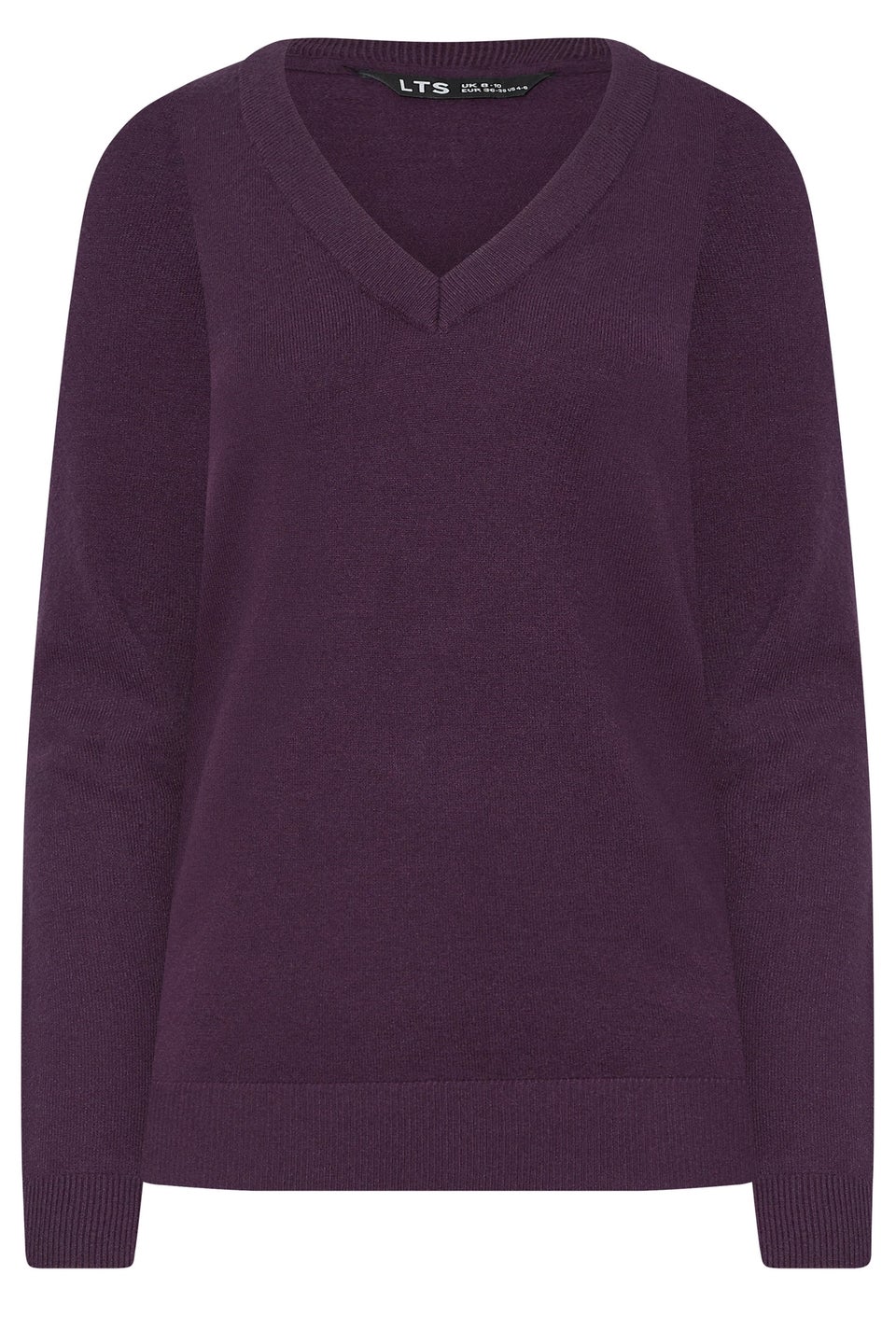 Long Tall Sally Dark Purple Knit V-Neck Jumper