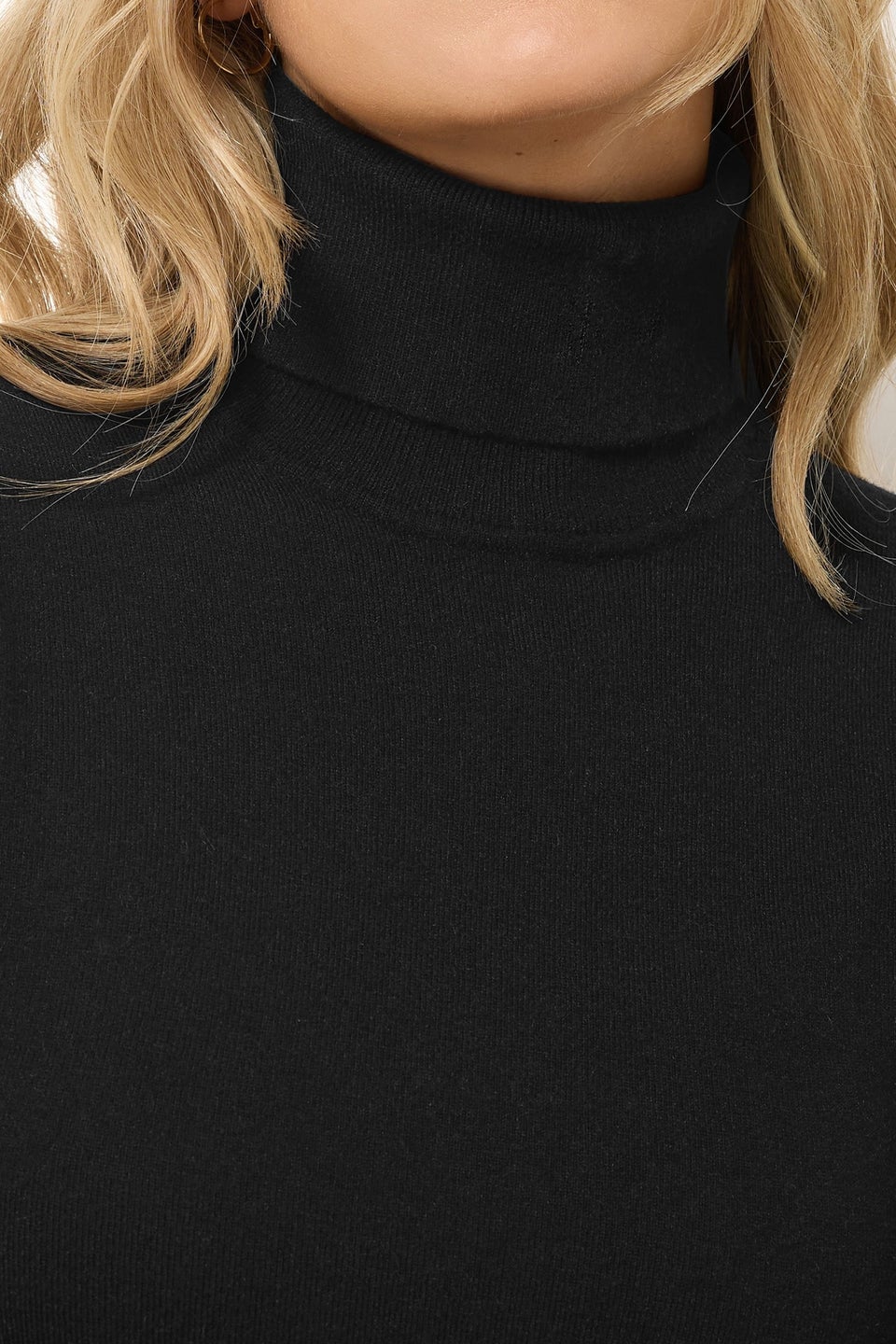 Long Tall Sally Black Knitted Roll Neck Jumper