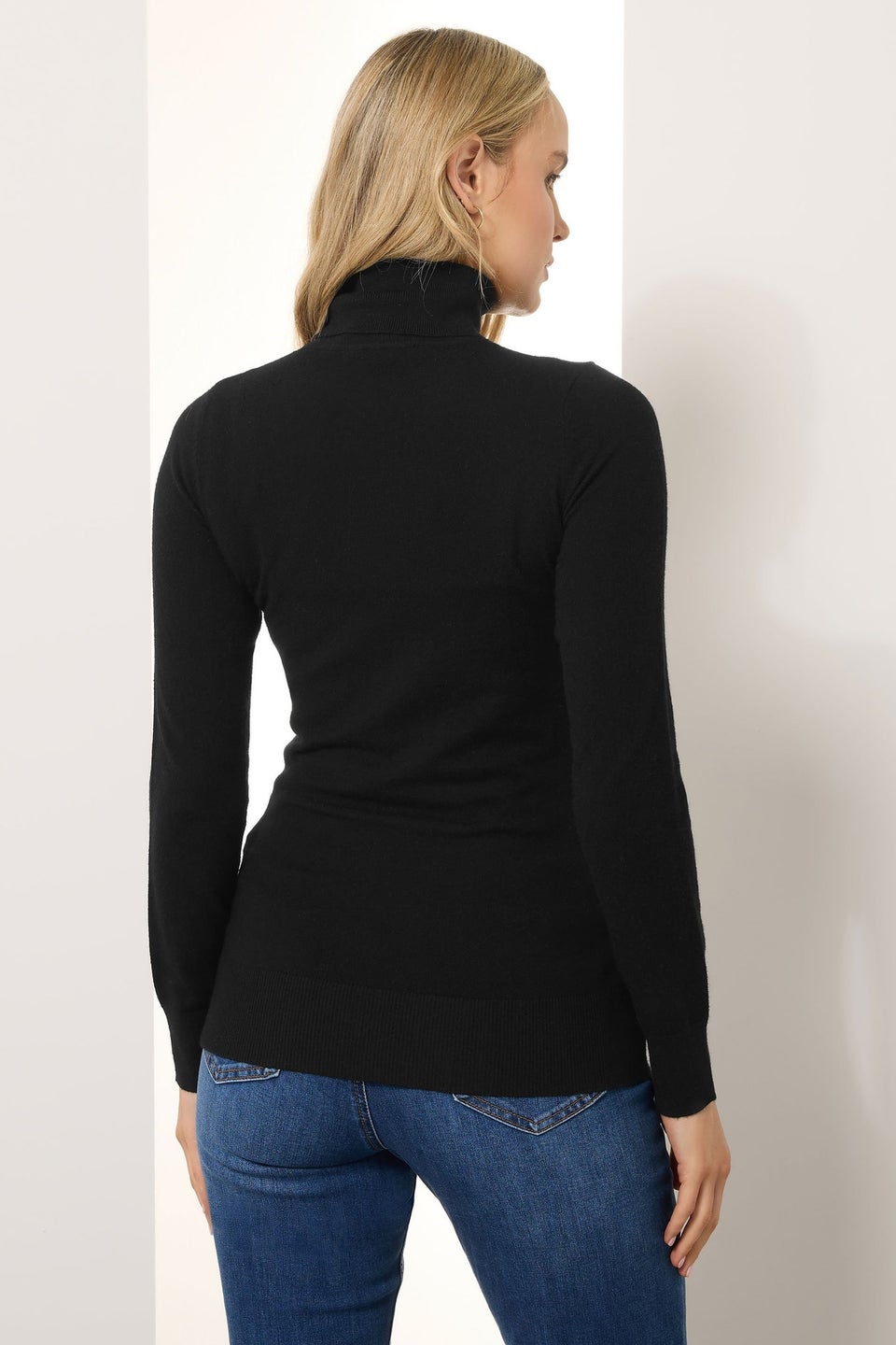 Long Tall Sally Black Knitted Roll Neck Jumper