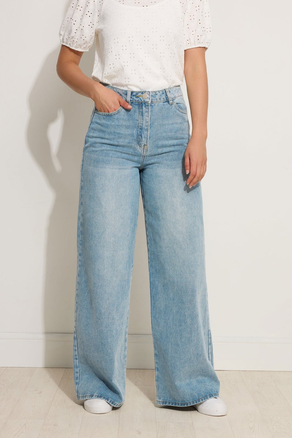 Long Tall Sally Blue Light Wash Wide Leg Palazzo Jeans
