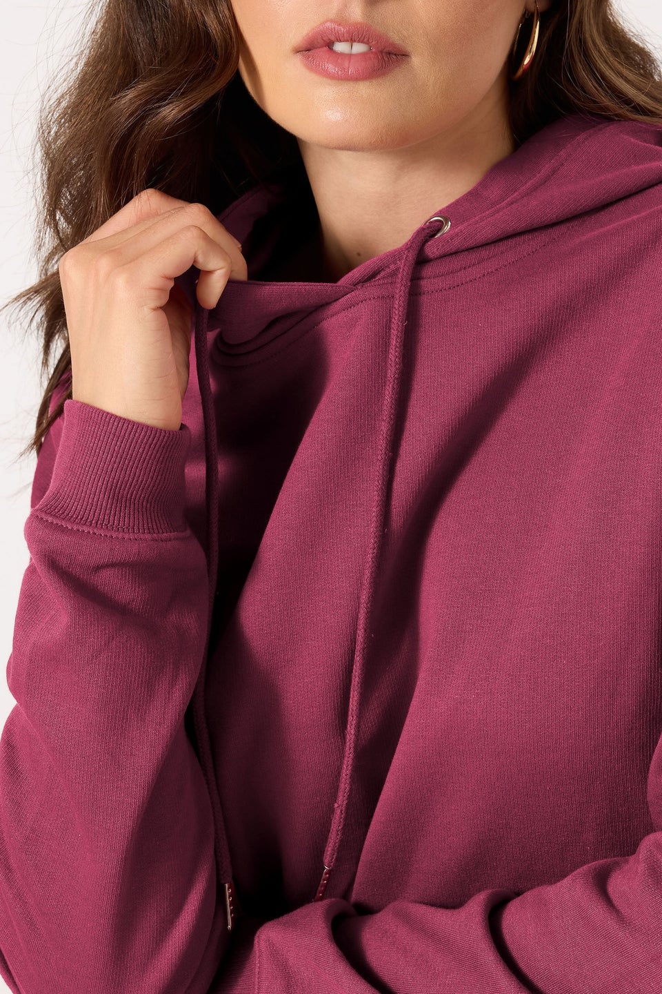 Long Tall Sally Dark Pink Drawstring Hoodie
