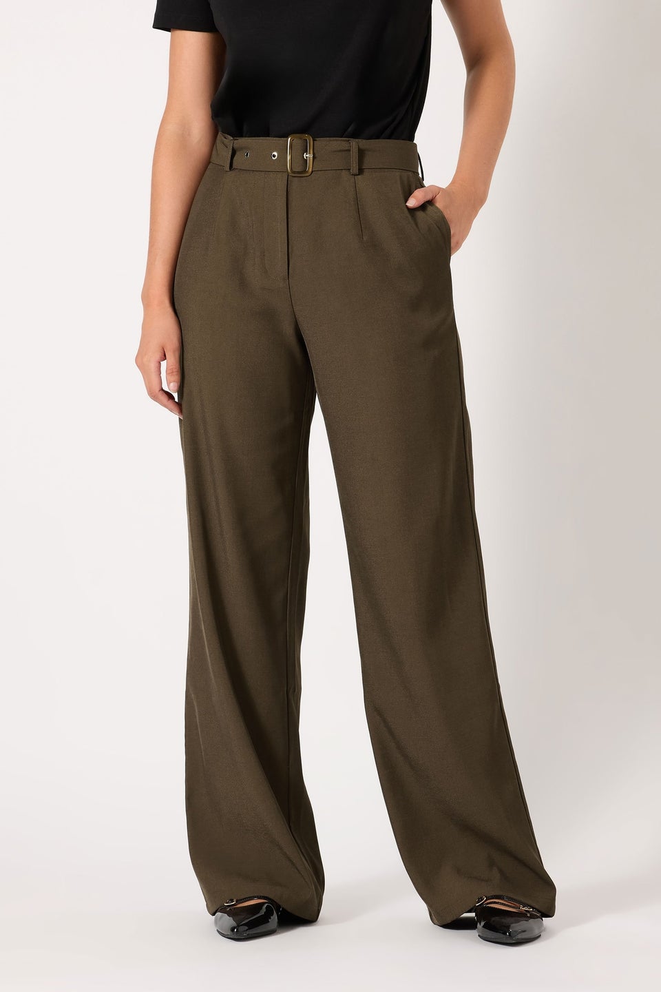 Long Tall Sally Chocolate Brown Wide Leg Belted Trousers