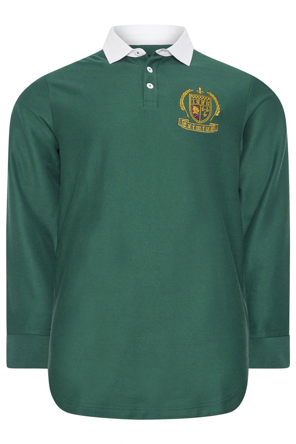 BadRhino Green Long Sleeve Embroidered Rugby Polo Shirt