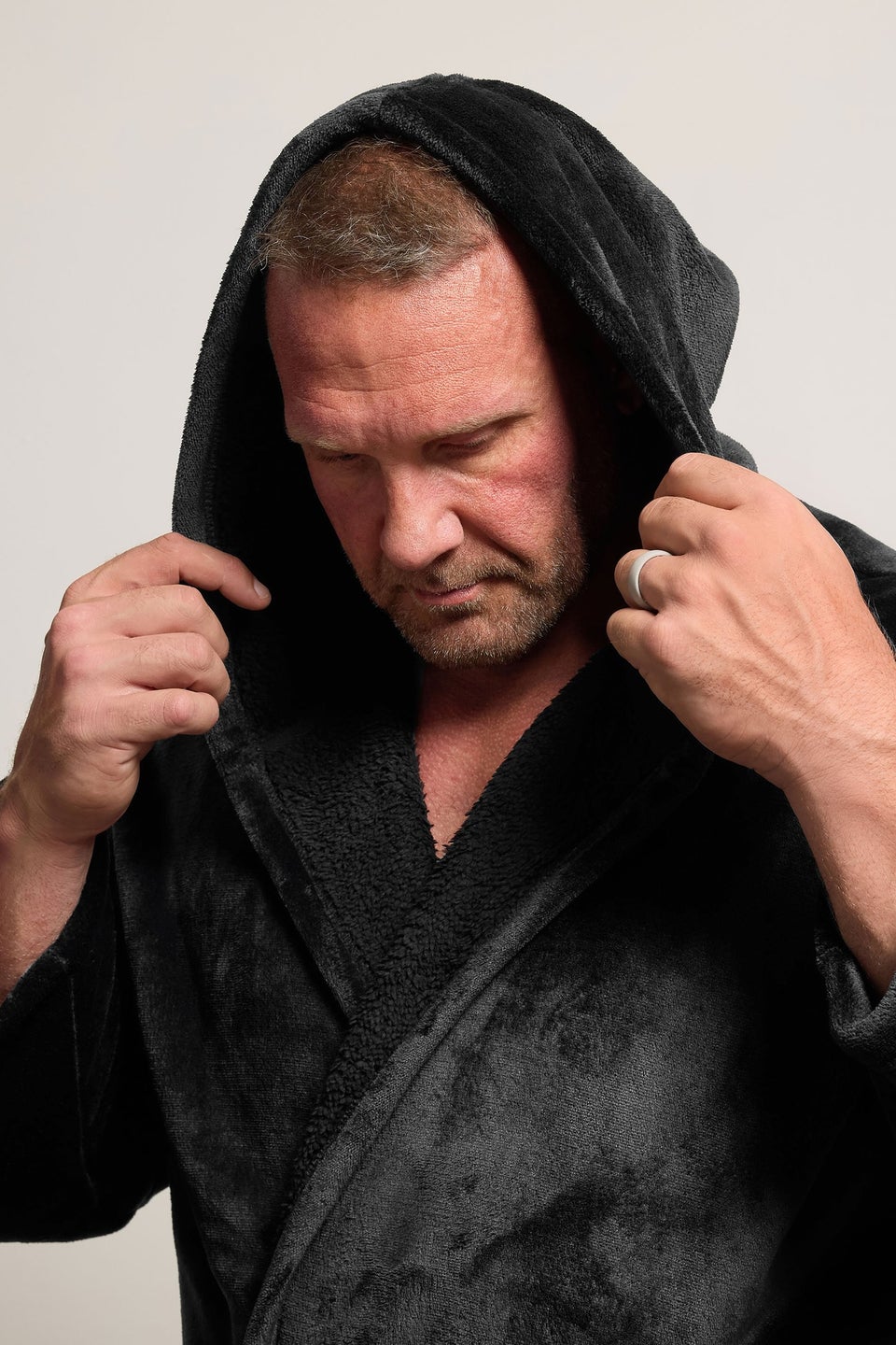 BadRhino Black Soft Fleece Dressing Gown