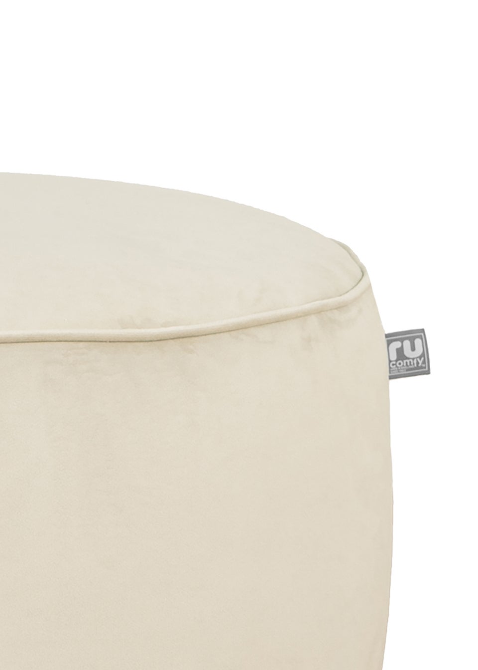 rucomfy Velvet Pouffe Cream Beanbag