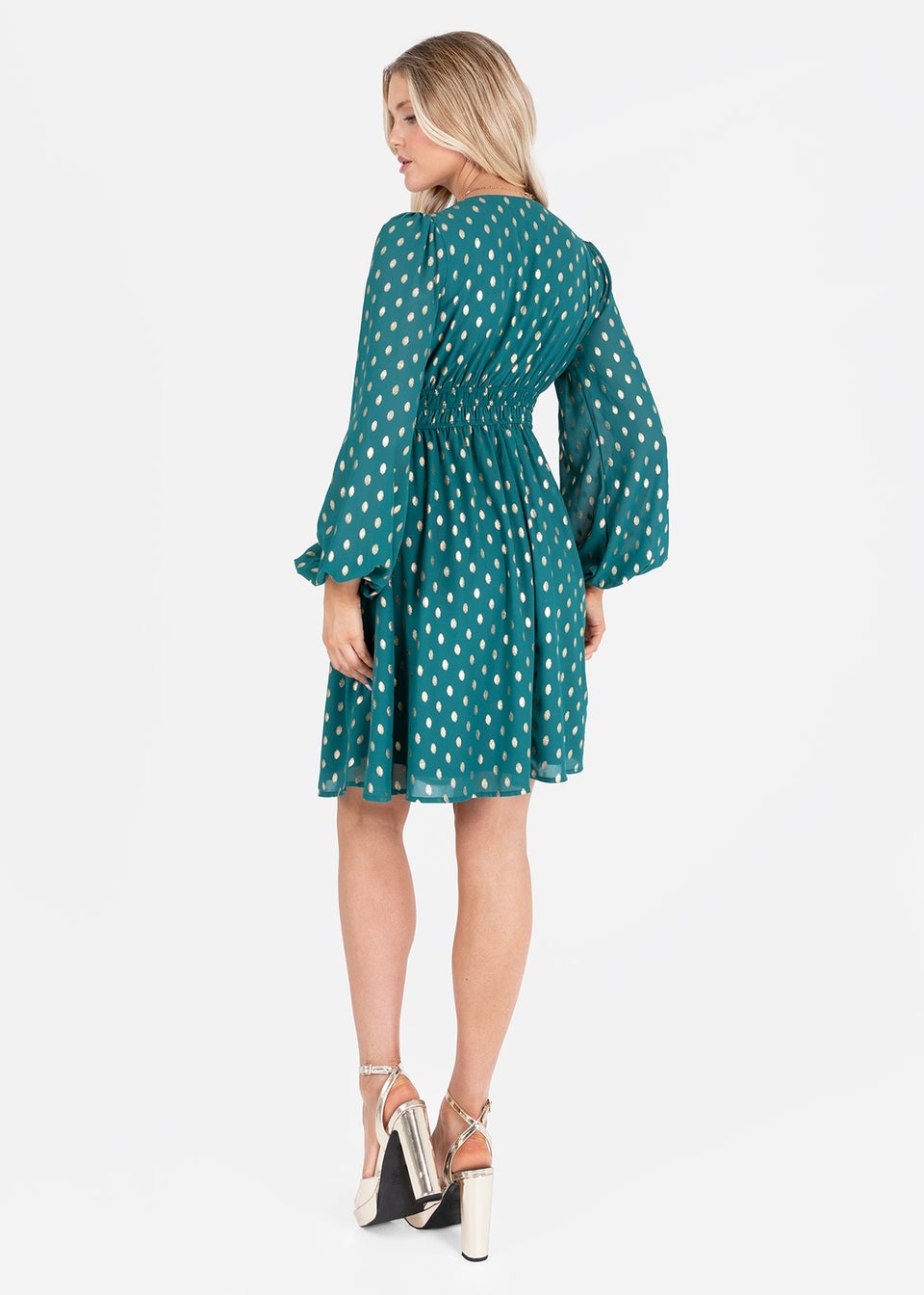 Lovedrobe Green Long Sleeve V Neck Mini Dress