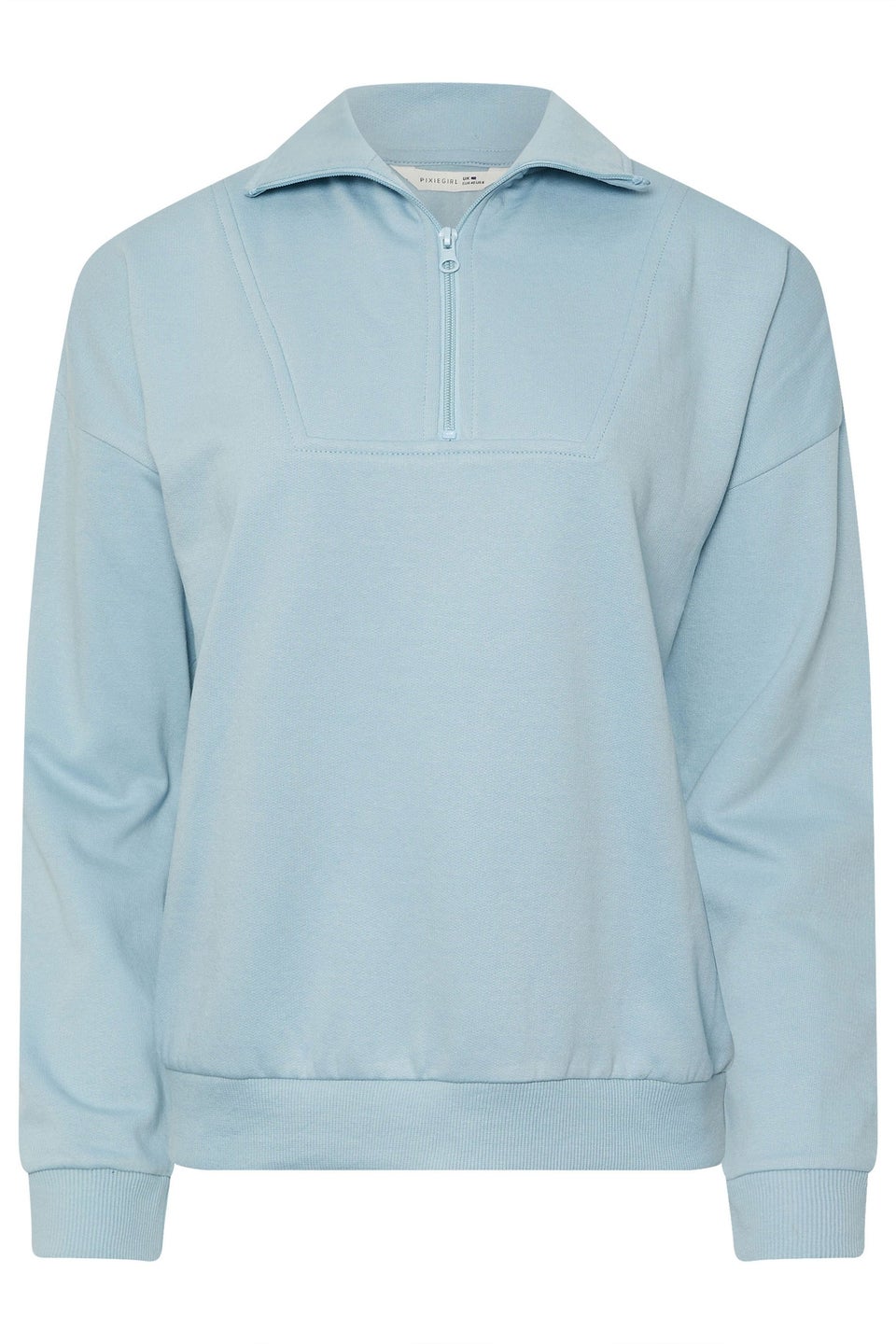 PixieGirl Petite Light Blue Quarter Zip Sweatshirt