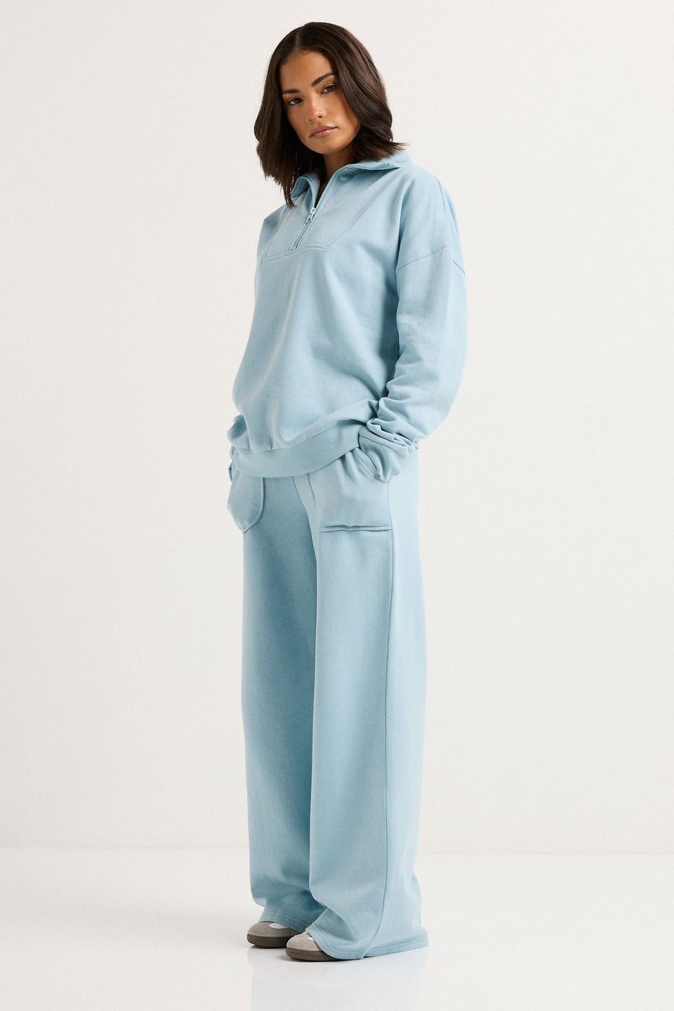 PixieGirl Petite Light Blue Pocket Patch Wide Leg Joggers