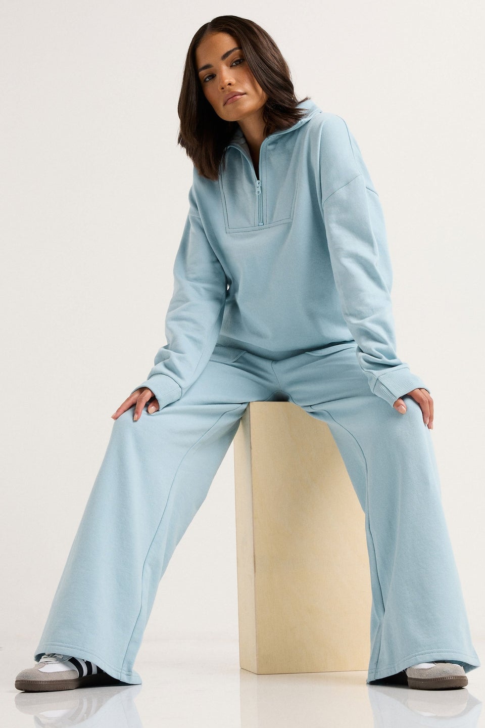 PixieGirl Petite Light Blue Pocket Patch Wide Leg Joggers