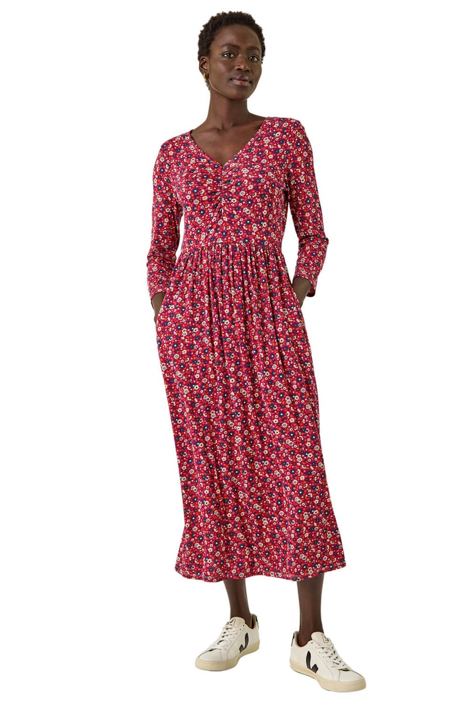 illusion floral ruched midi dress Illusion Floral Ruched Midi dress M (8-10)