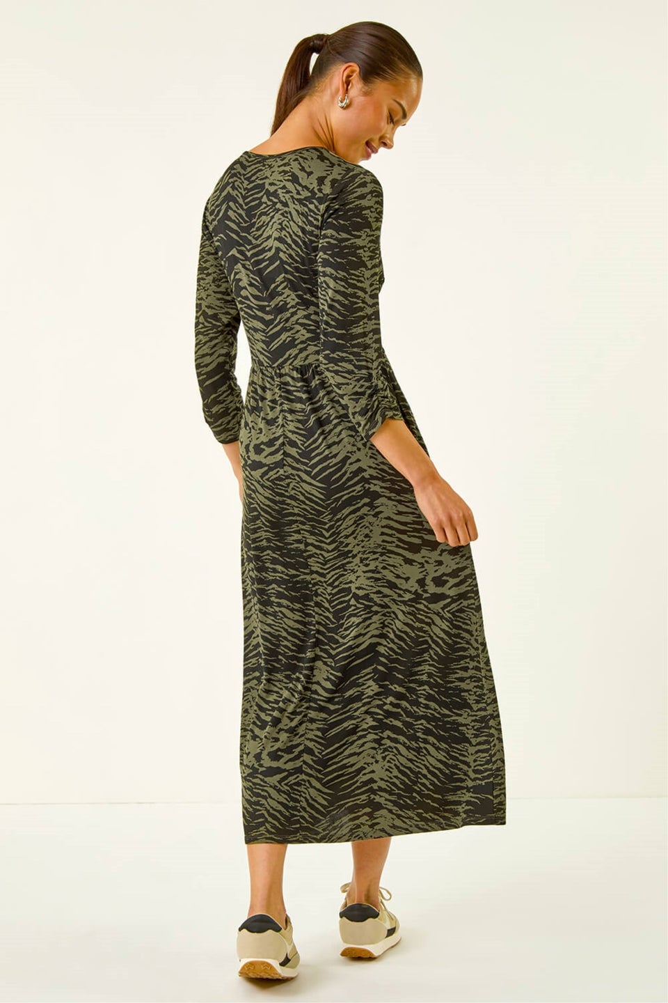 Roman Khaki Petite Abstract Animal Pocket Dress