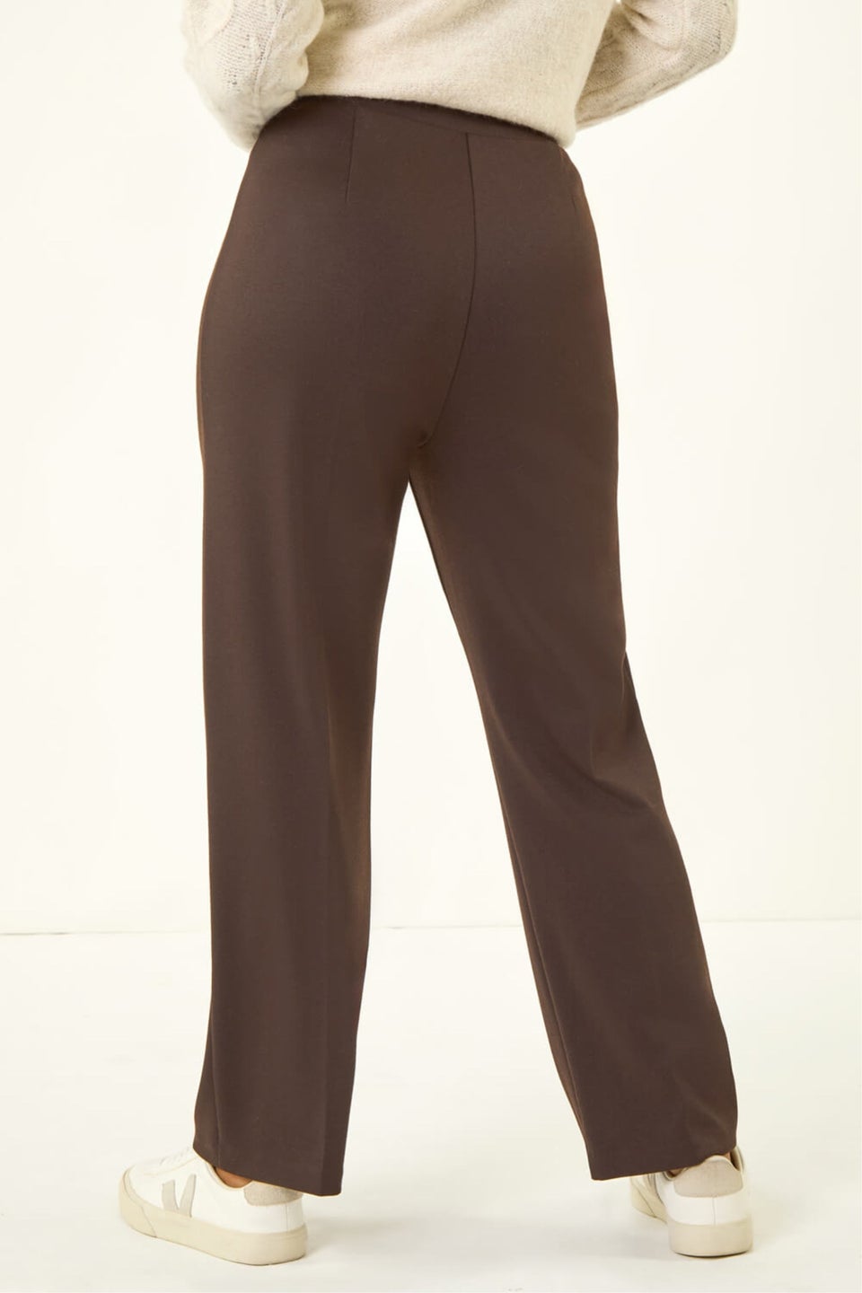 Roman Chocolate Petite Straight Leg Ponte Stretch Trouser