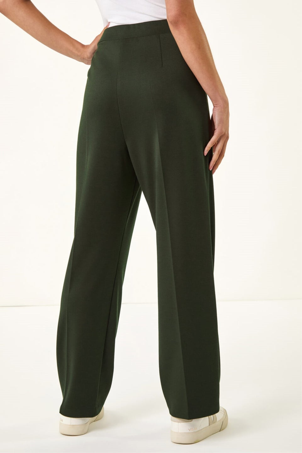 Roman Khaki Petite Straight Leg Ponte Stretch Trouser