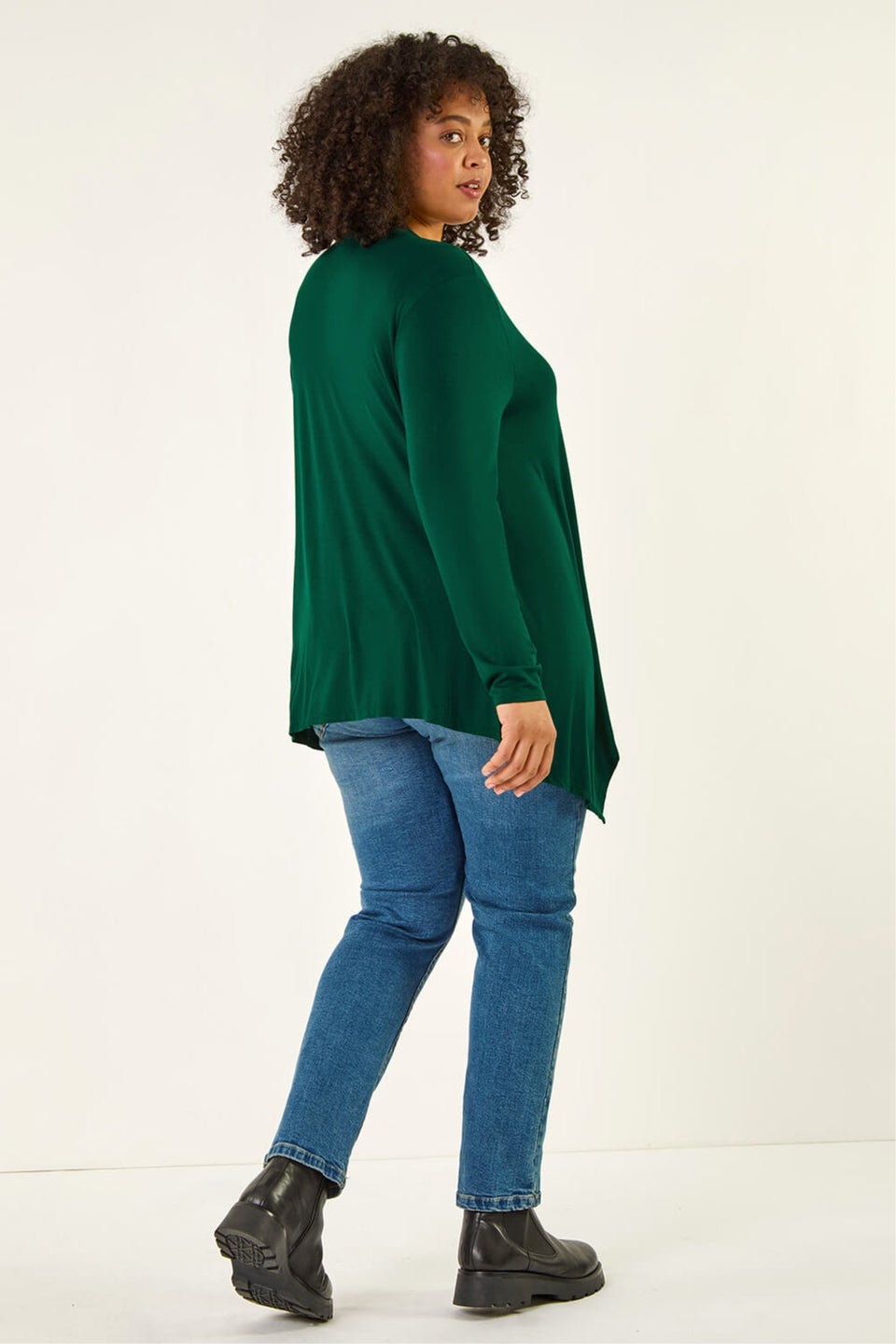Roman Green Curve Waterfall Front Jersey Cardigan