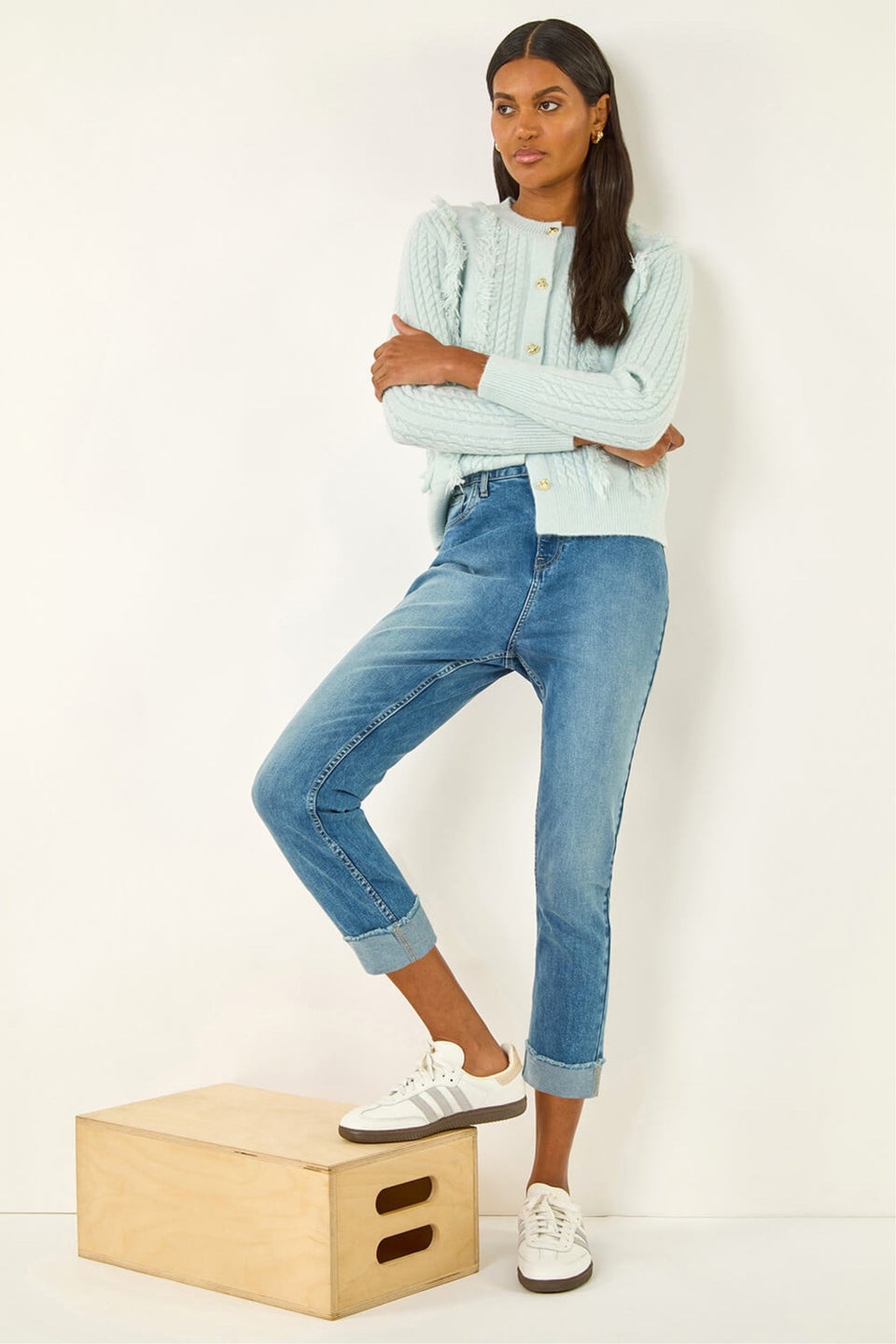 Roman Denim Slim Leg Turn Up Stretch Jeans