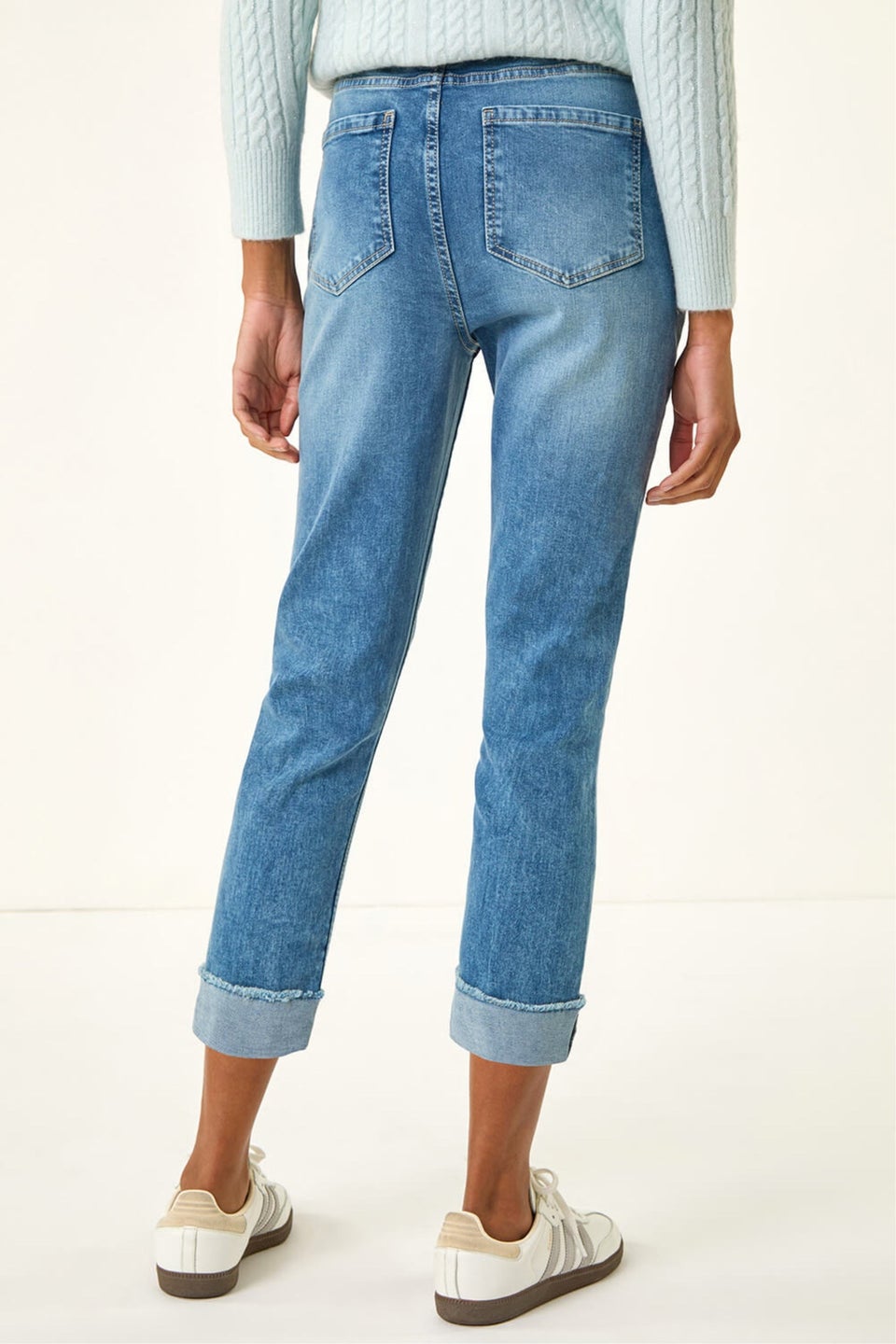 Roman Denim Slim Leg Turn Up Stretch Jeans