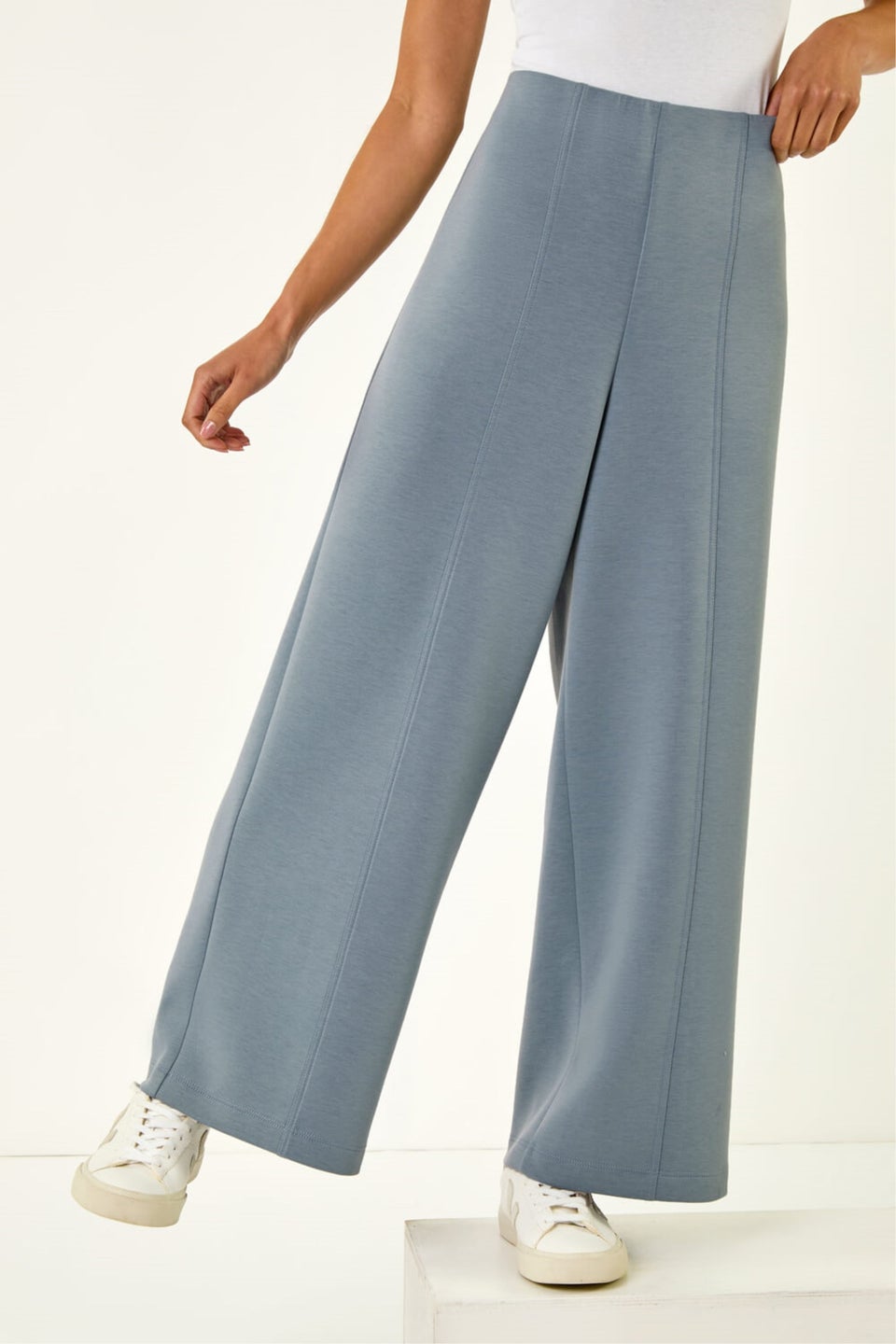 Roman Blue Petite Front Seam Stretch Trouser