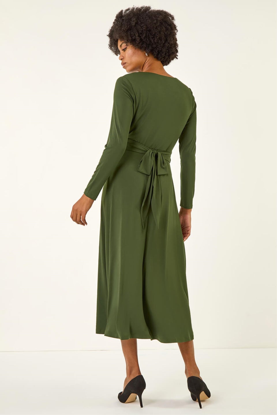 Roman Forest Twist Front Stretch Midi Dress