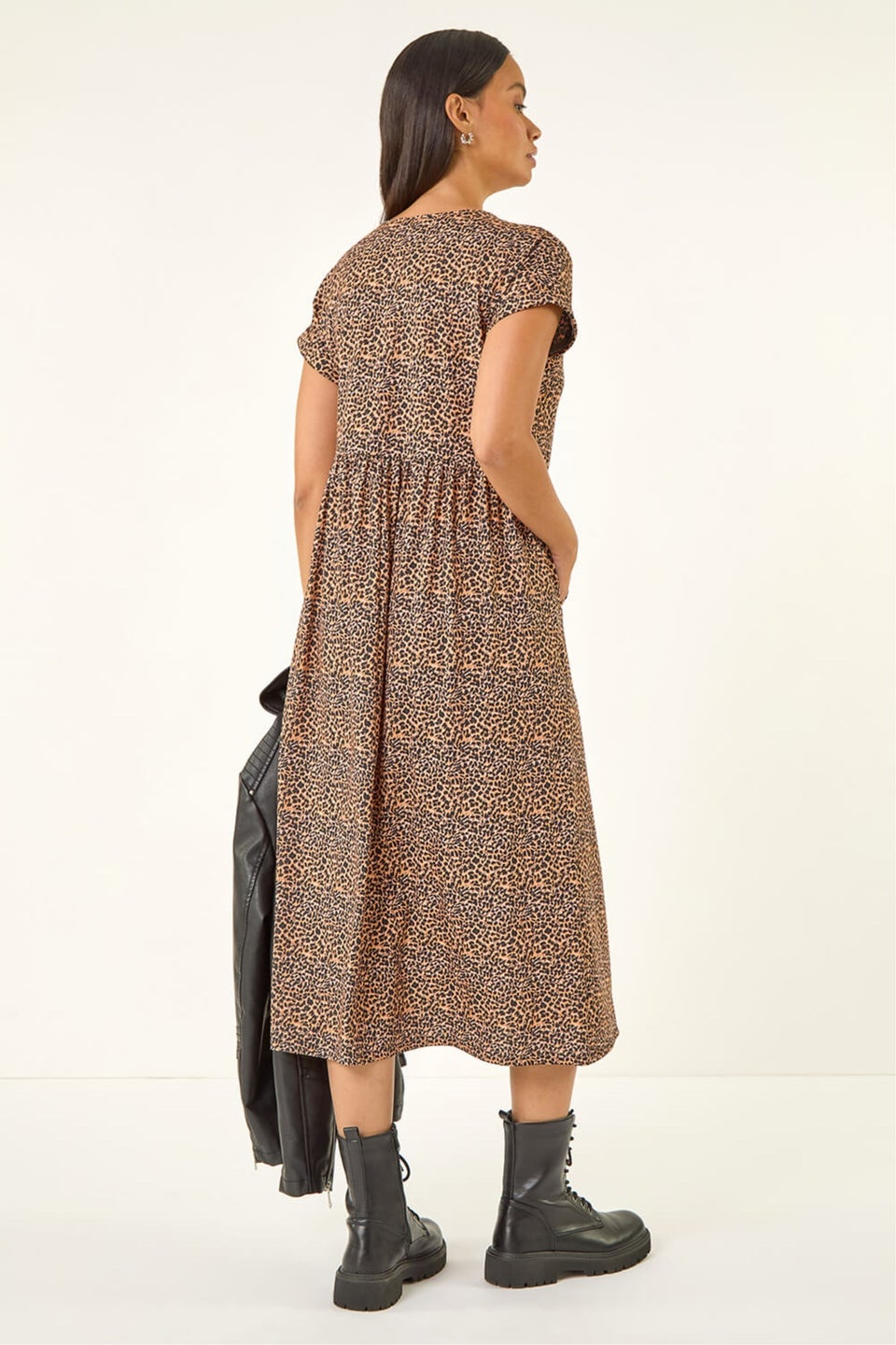 Dusk Biscuit Leopard Print Midi Stretch Dress
