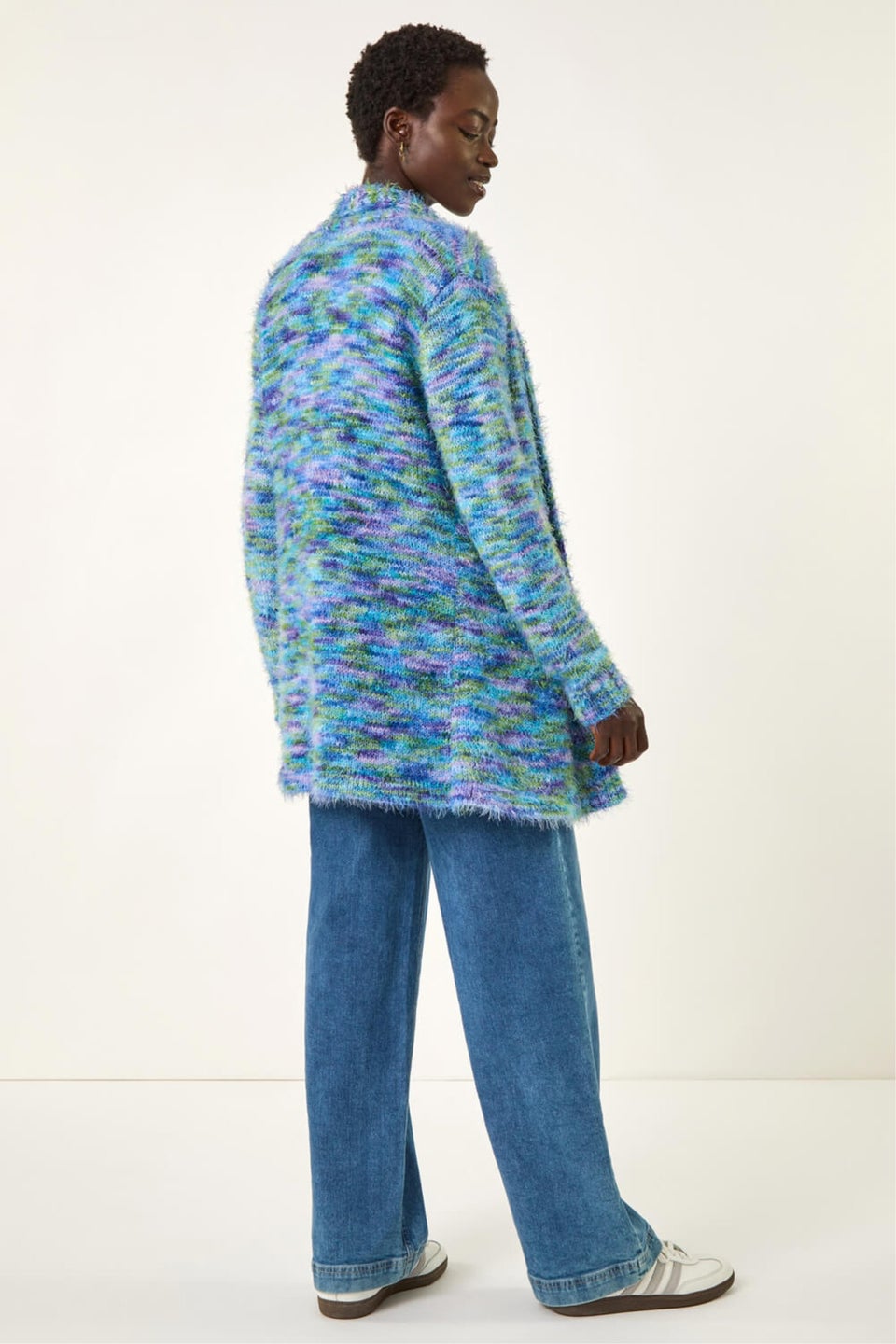 Roman Blue Fluffy Longline Cosy Cardigan