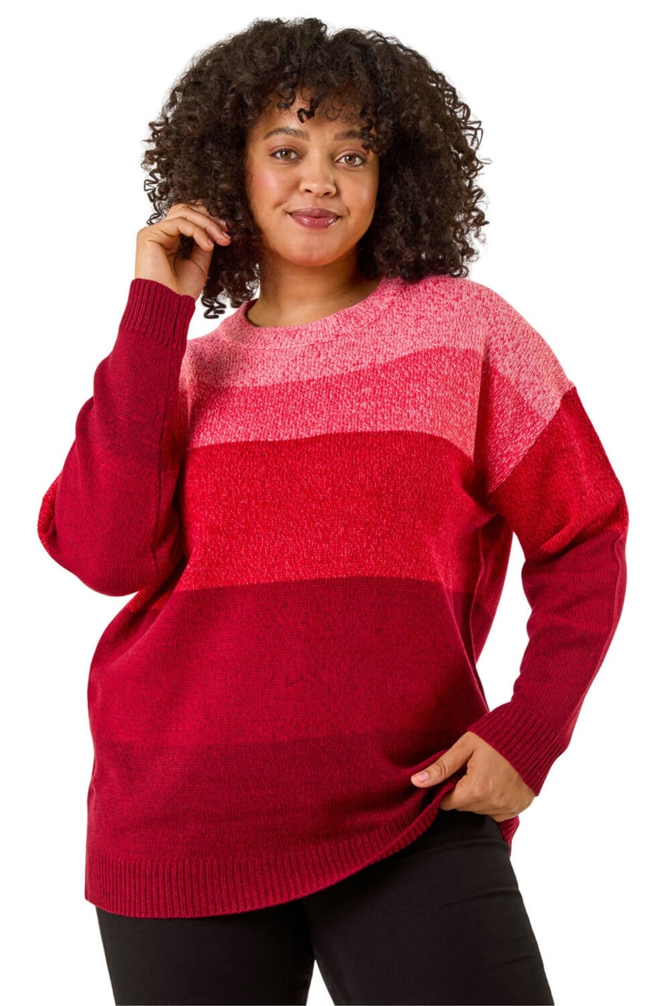 Roman Red Curve Ombre Stripe Knit Jumper