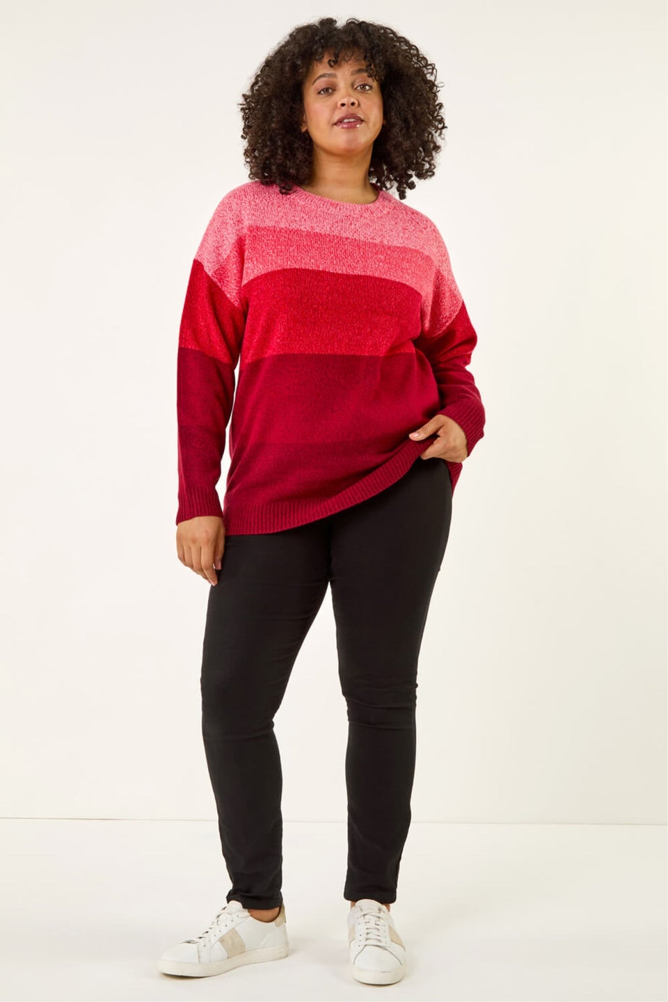 Roman Red Curve Ombre Stripe Knit Jumper