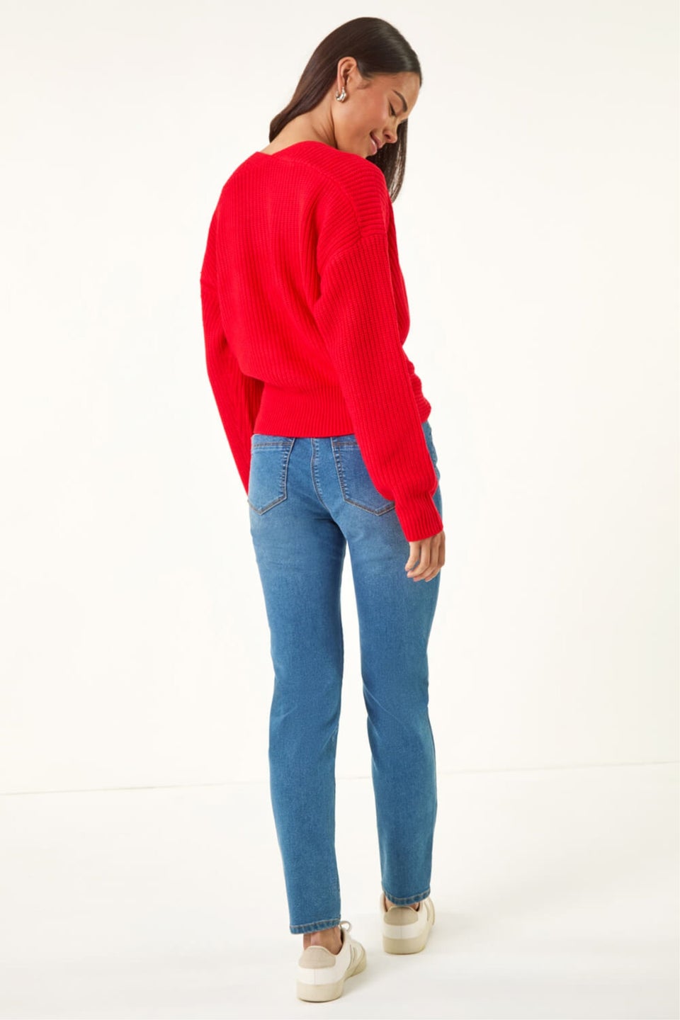Roman Red Petite Twist Front Knit Jumper