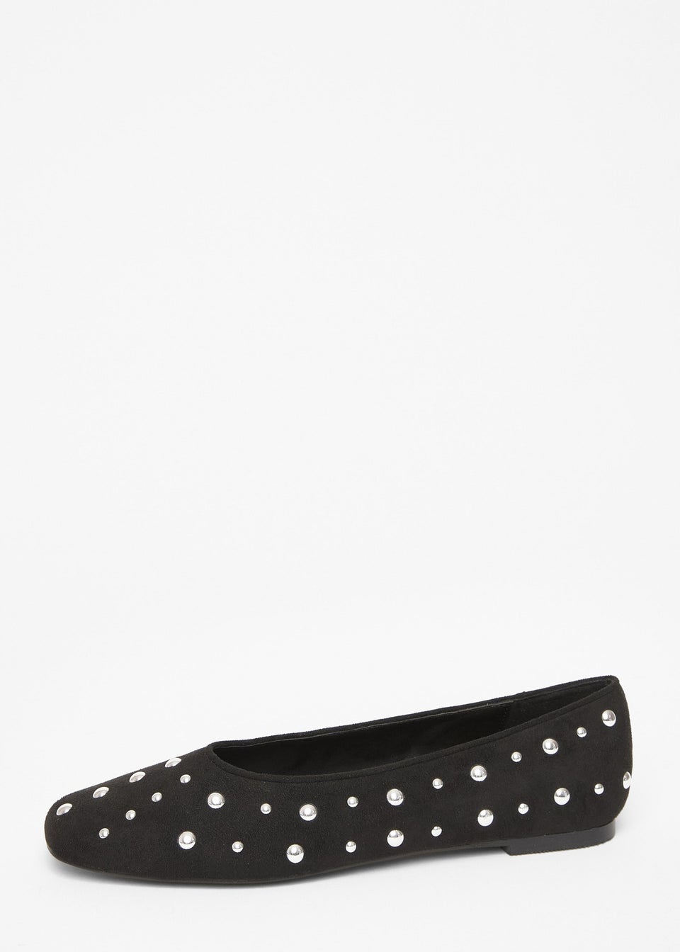 Quiz Black Faux Suede Diamante Pumps