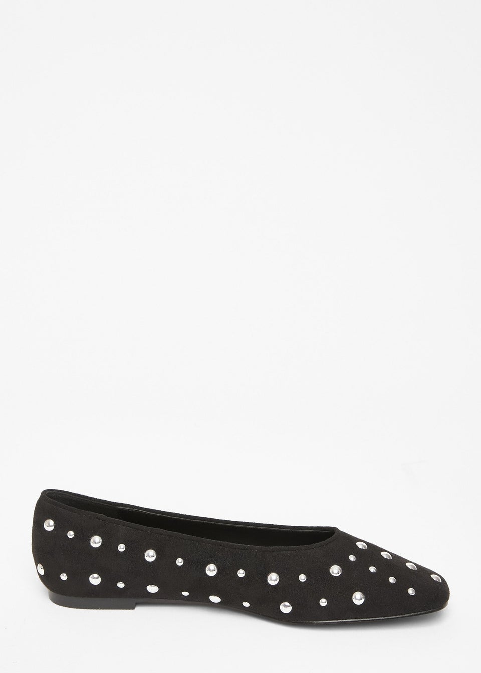 Quiz Black Faux Suede Diamante Pumps