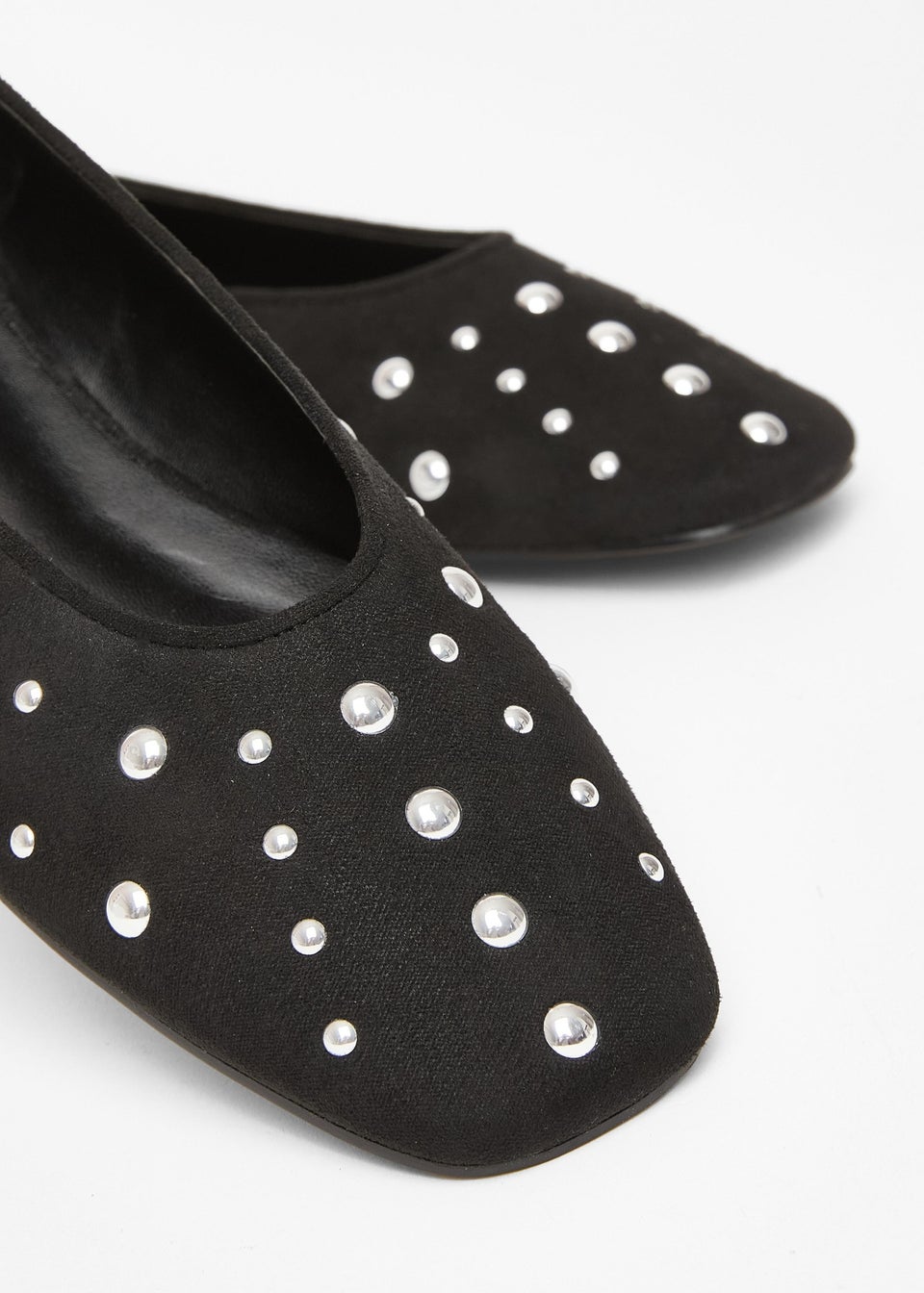 Quiz Black Faux Suede Diamante Pumps