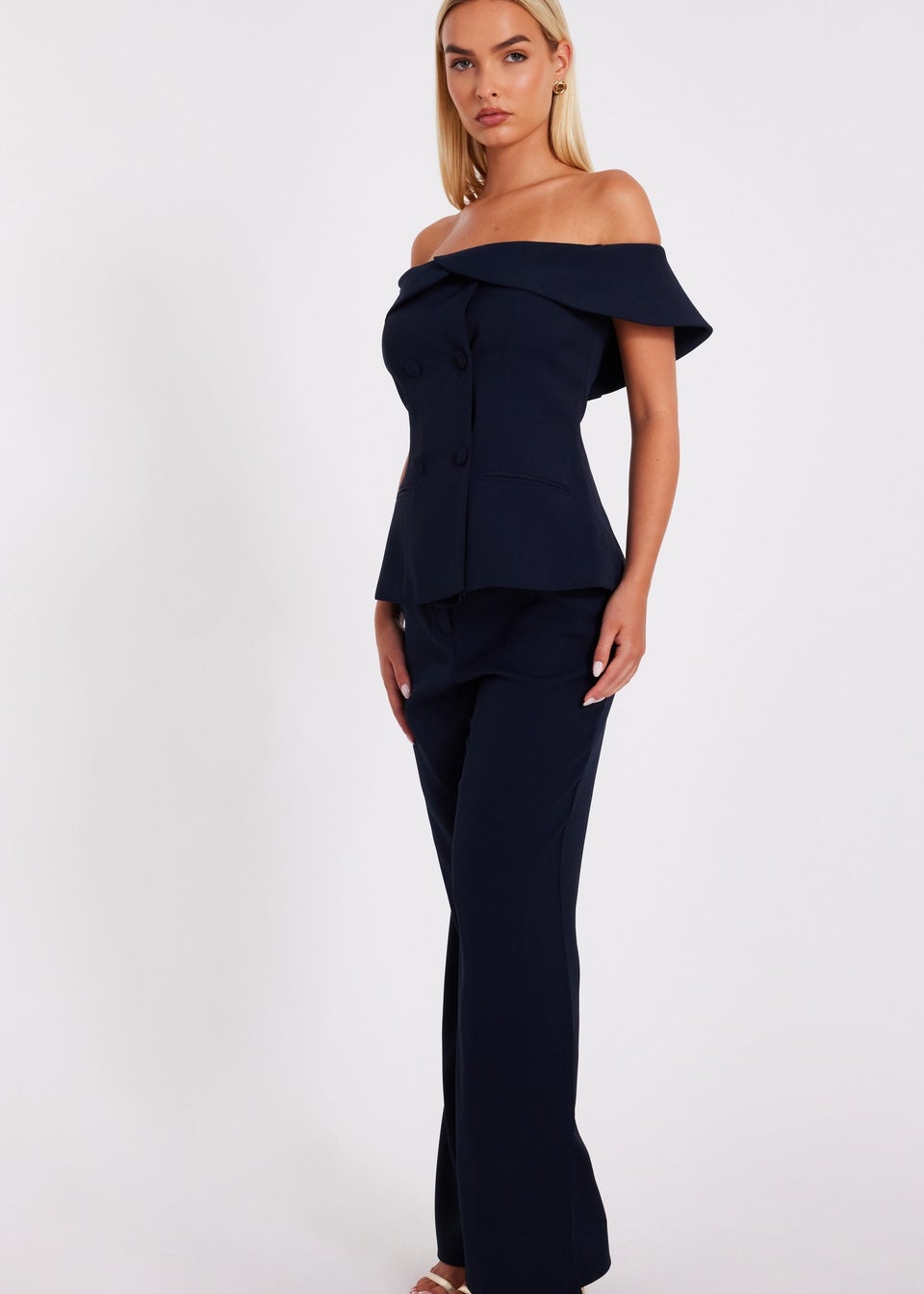 Quiz Navy Bardot Waistcoat