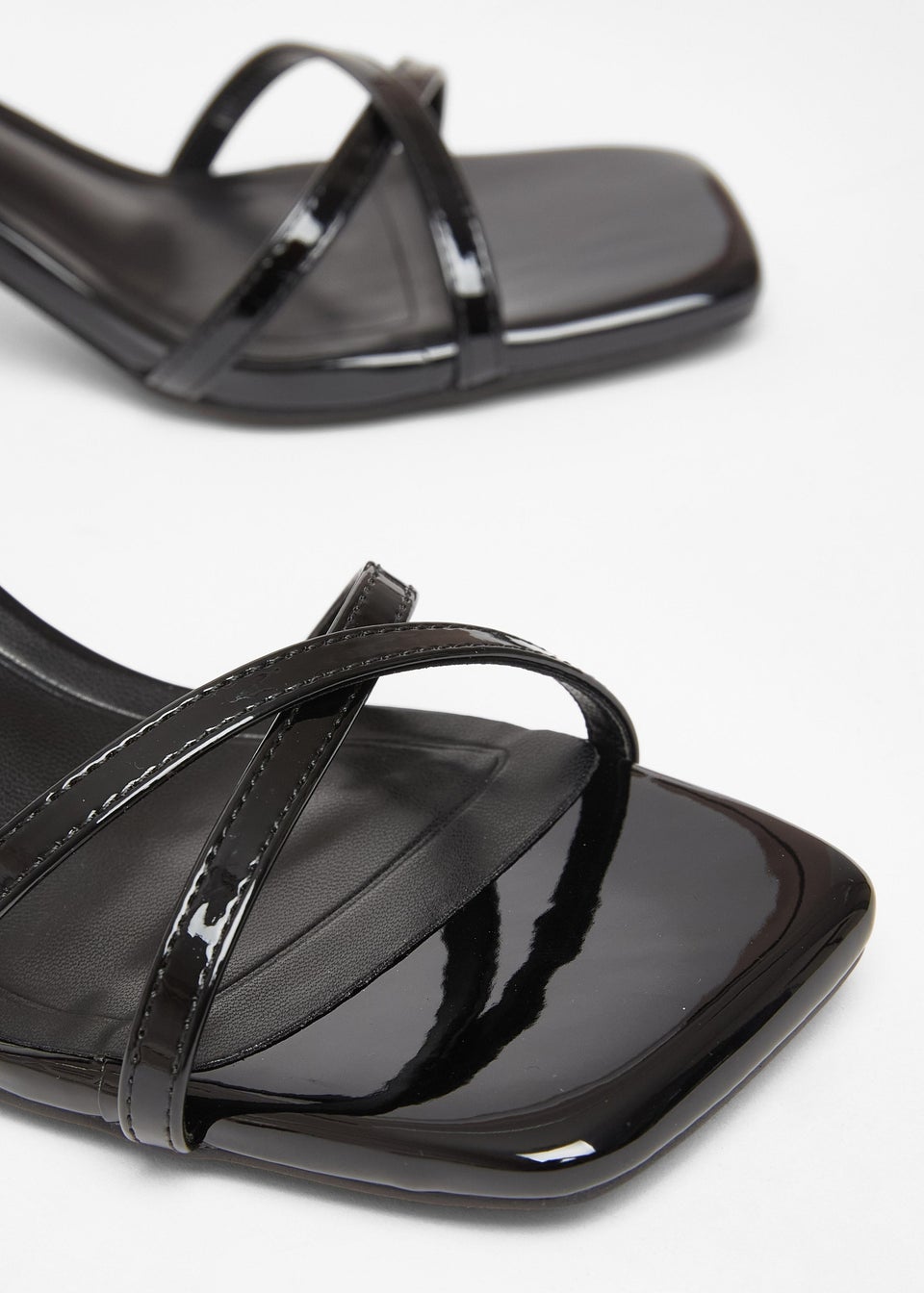 Quiz Black Cross Strap Flared Heels