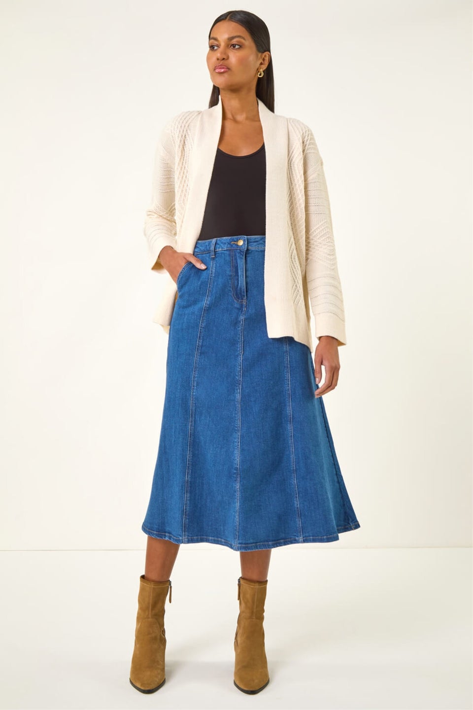 Roman Ivory Textured Knit Cardigan