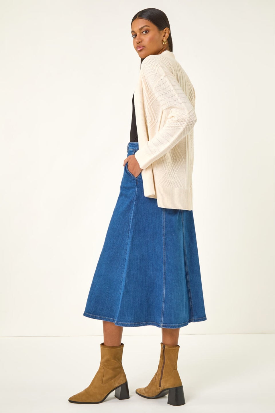 Roman Ivory Textured Knit Cardigan