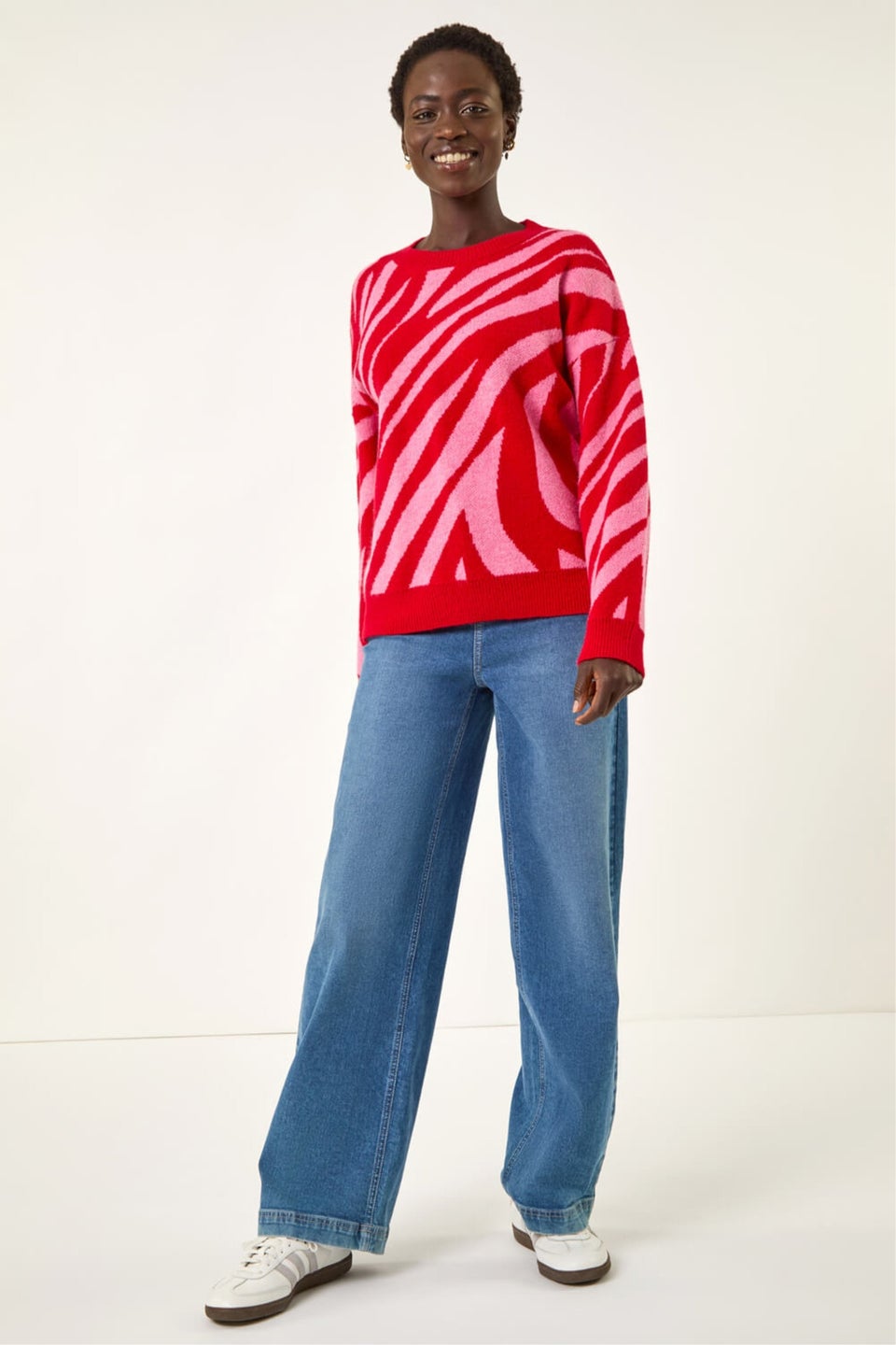 Roman Red Colour Block Knit Jumper