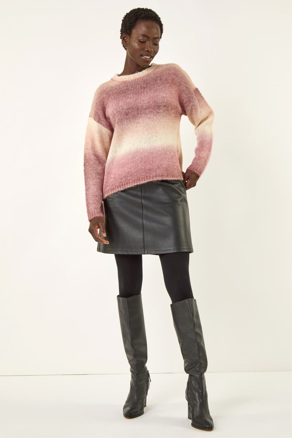 Roman Mauve Space Dye Stripe Knit Jumper